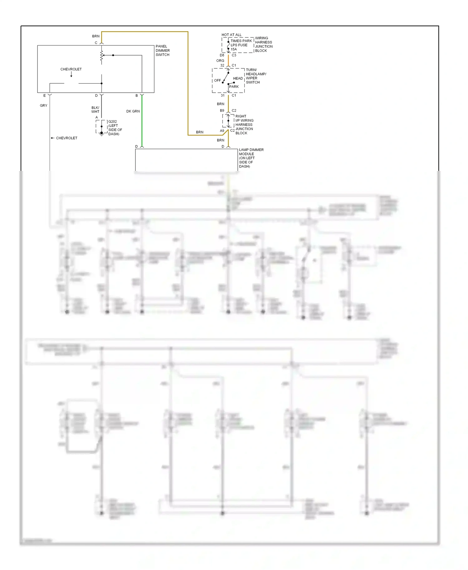 Wiring diagram rear compartment lid release switch for Oldsmobile Cutlass VI (1997-1999) (1 of 2)