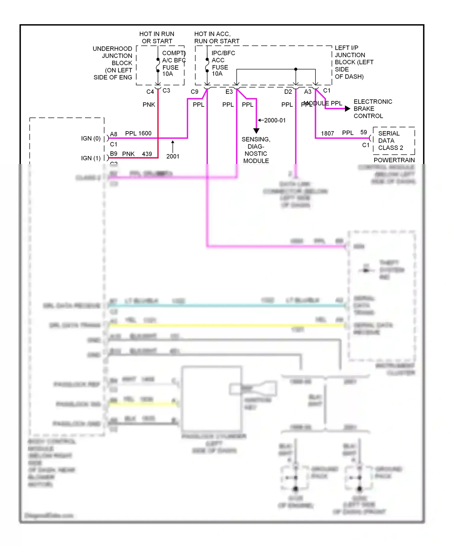 Wiring diagram srl data receive for Oldsmobile Cutlass VI (1997-1999) (1 of 1)
