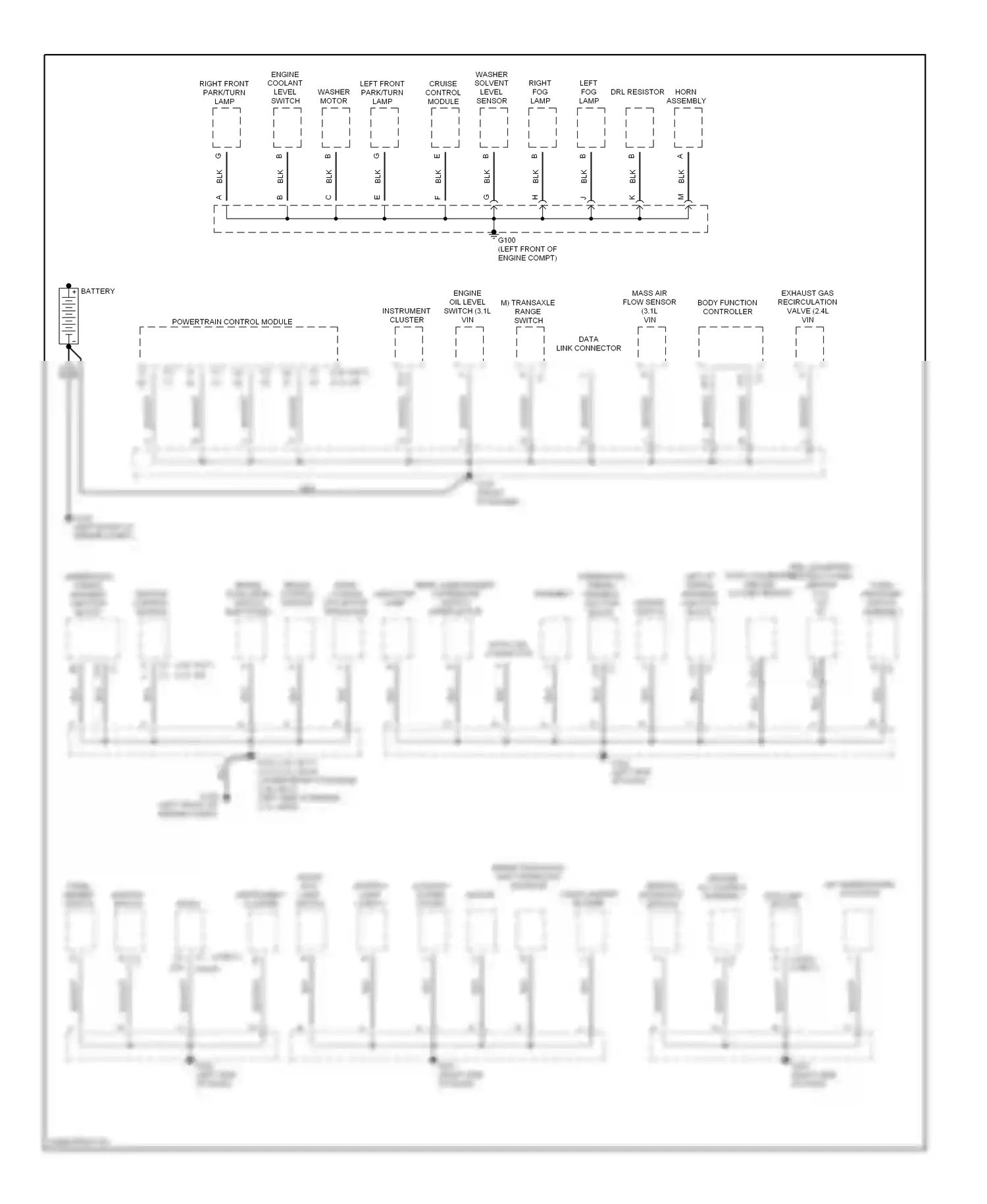 Wiring diagram washer solvent level sensor for Oldsmobile Cutlass VI (1997-1999) (1 of 1)