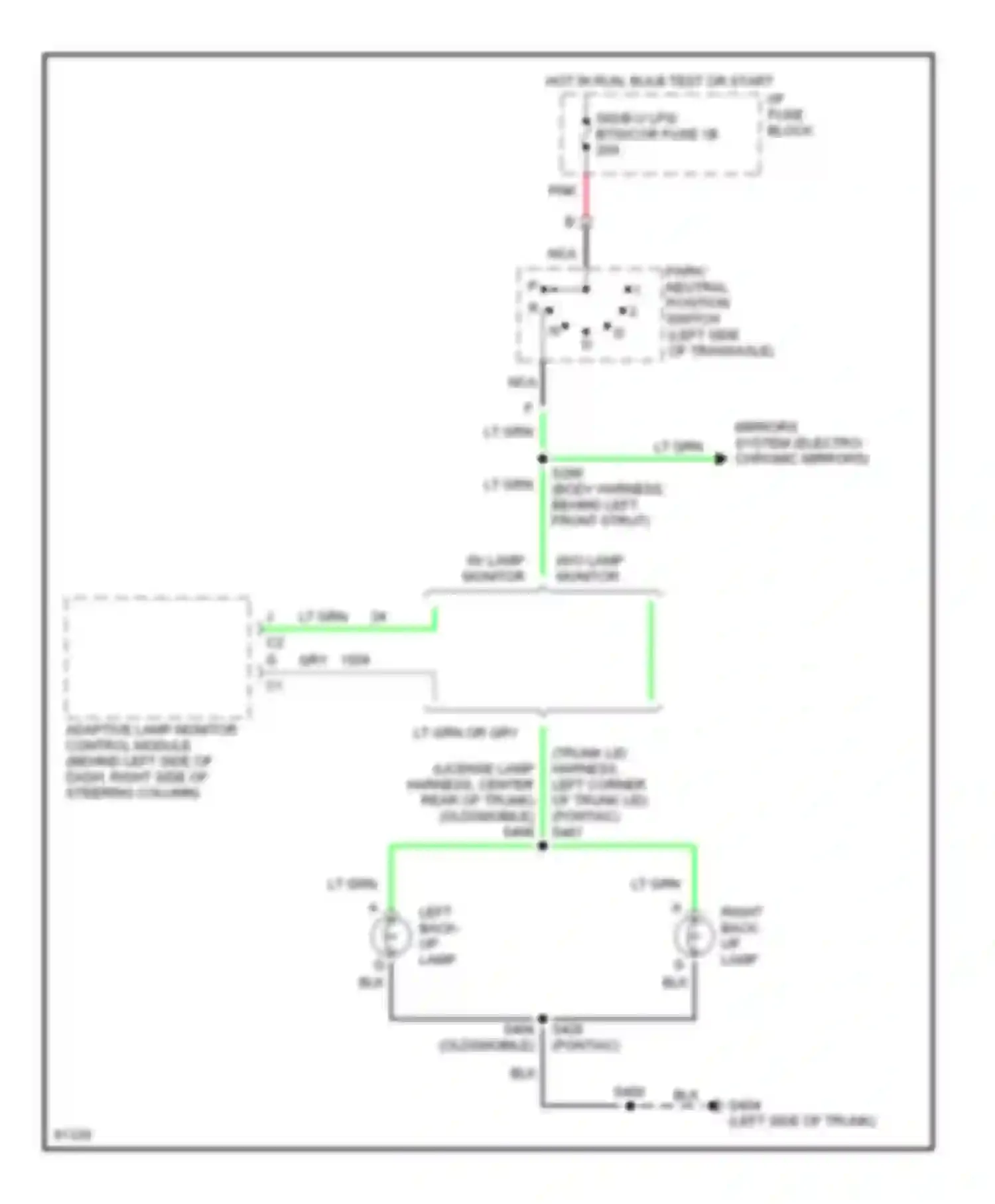 Eighty-Eight Oldsmobile X (1992-1999): Back-up lamps circuit