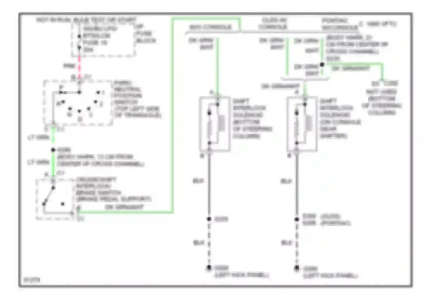 Eighty-Eight Oldsmobile X (1992-1999): Shift interlock circuit