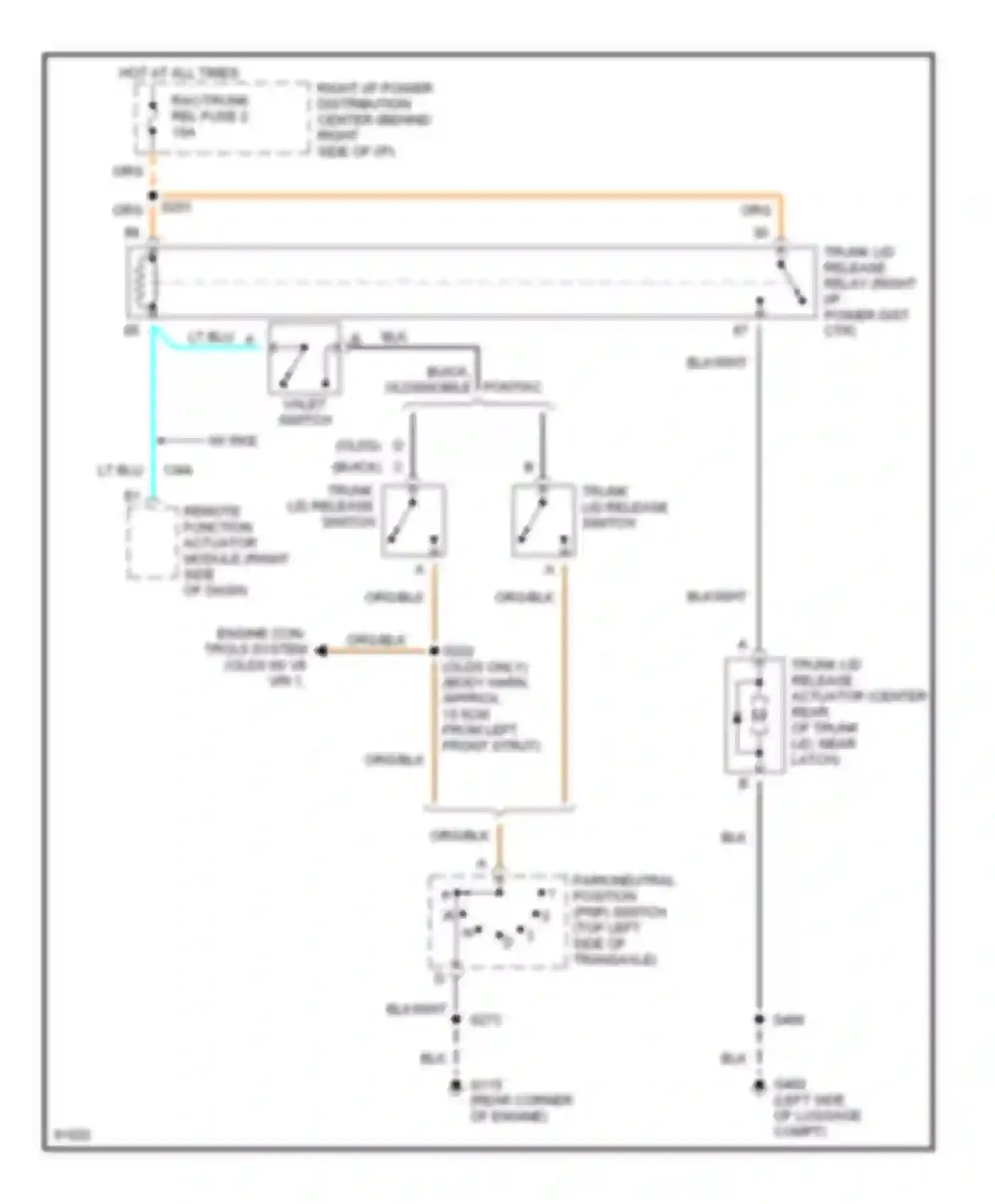 Eighty-Eight Oldsmobile X (1992-1999): Trunk release circuit