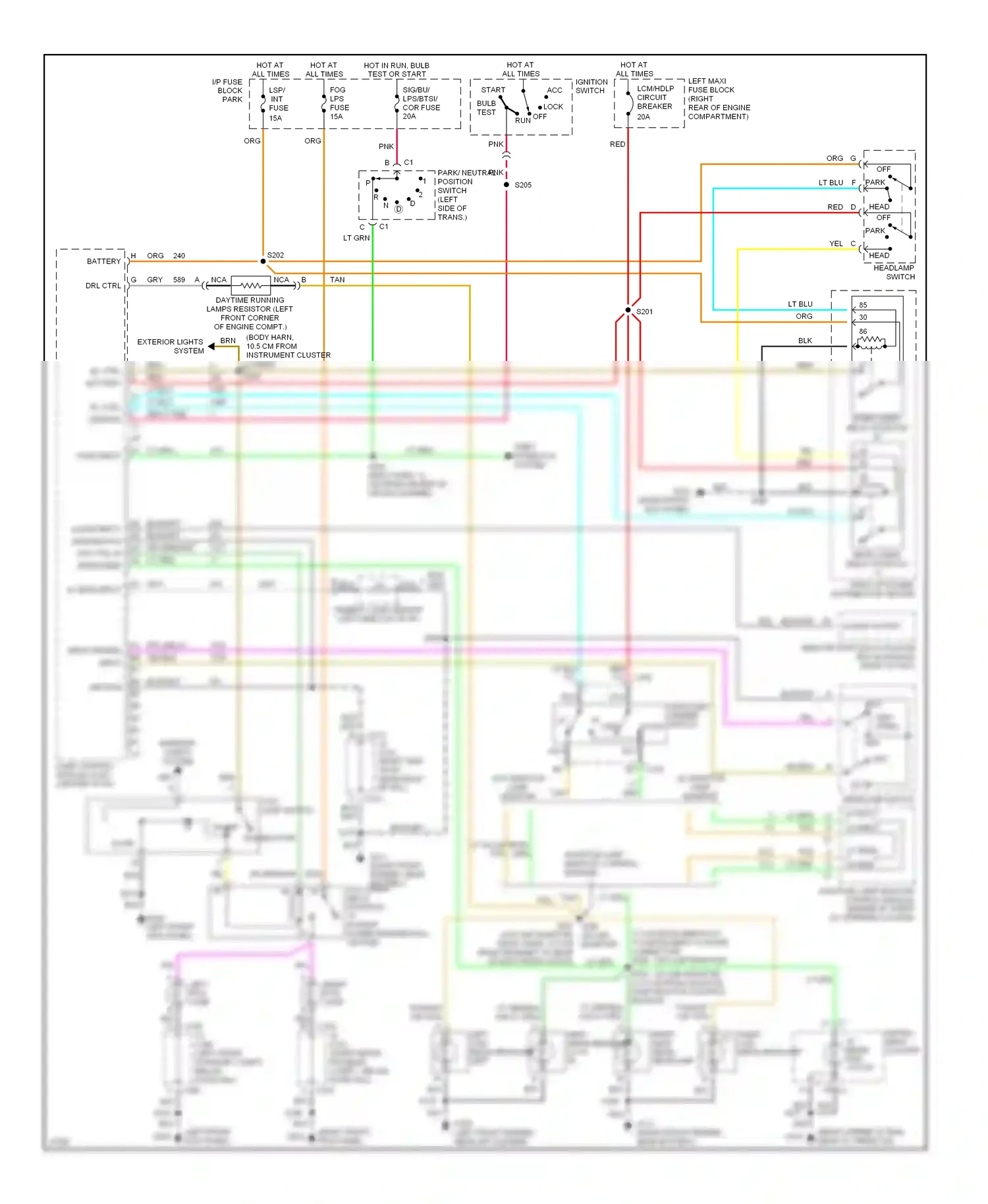 Oldsmobile Eighty-Eight X (1992-1999) (left front kick panel) wiring diagram  (2 of 2)