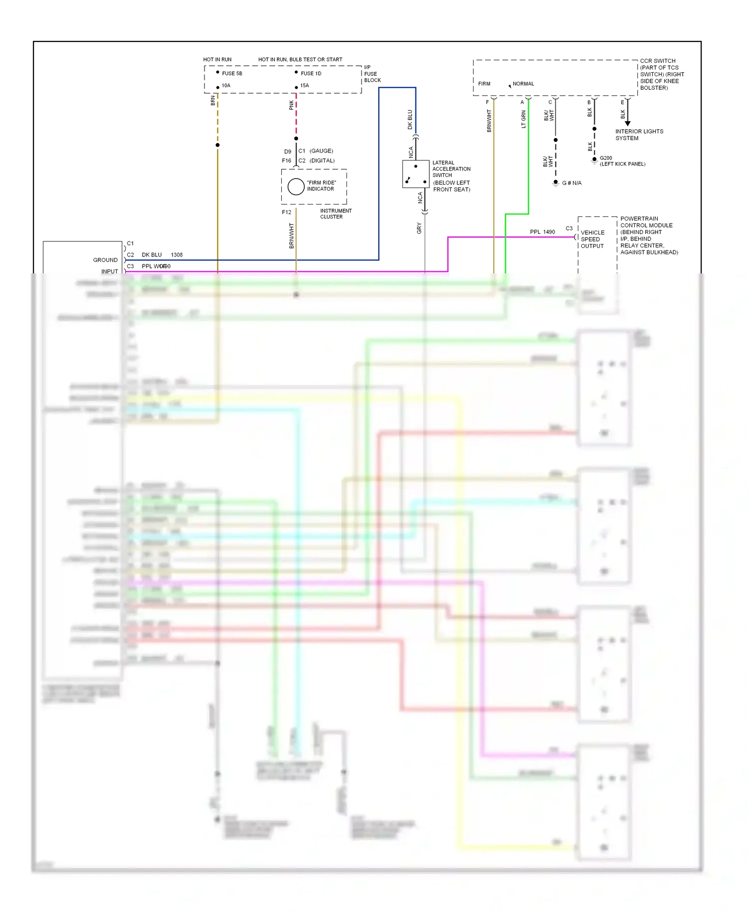 Oldsmobile Ninety-Eight XI (1991-1996) computer command ride (ccr) controller (below left front seat) wiring diagram  (1 of 1)