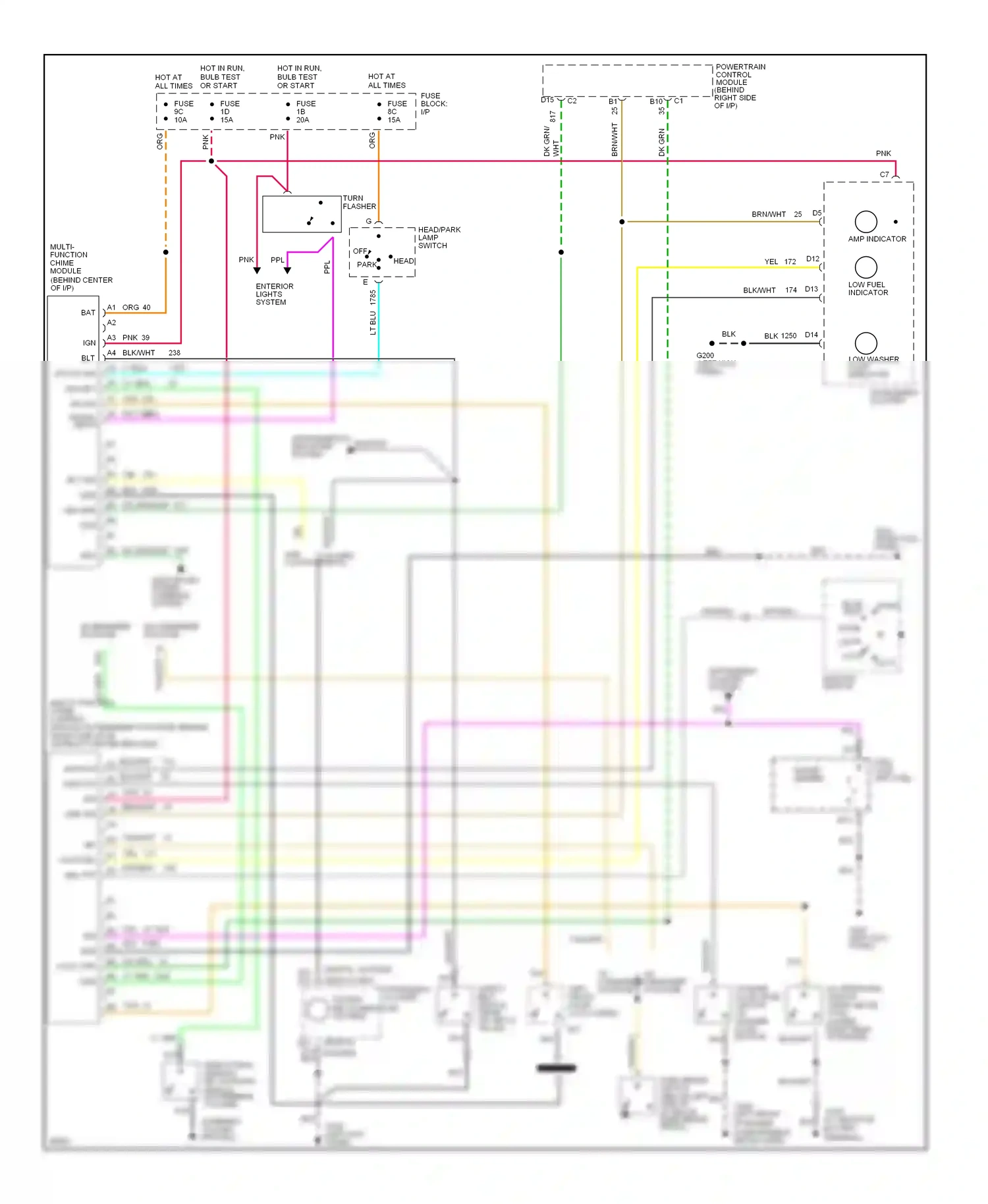 Oldsmobile Ninety-Eight XI (1991-1996) multi- function chime control module wiring diagram  (2 of 2)