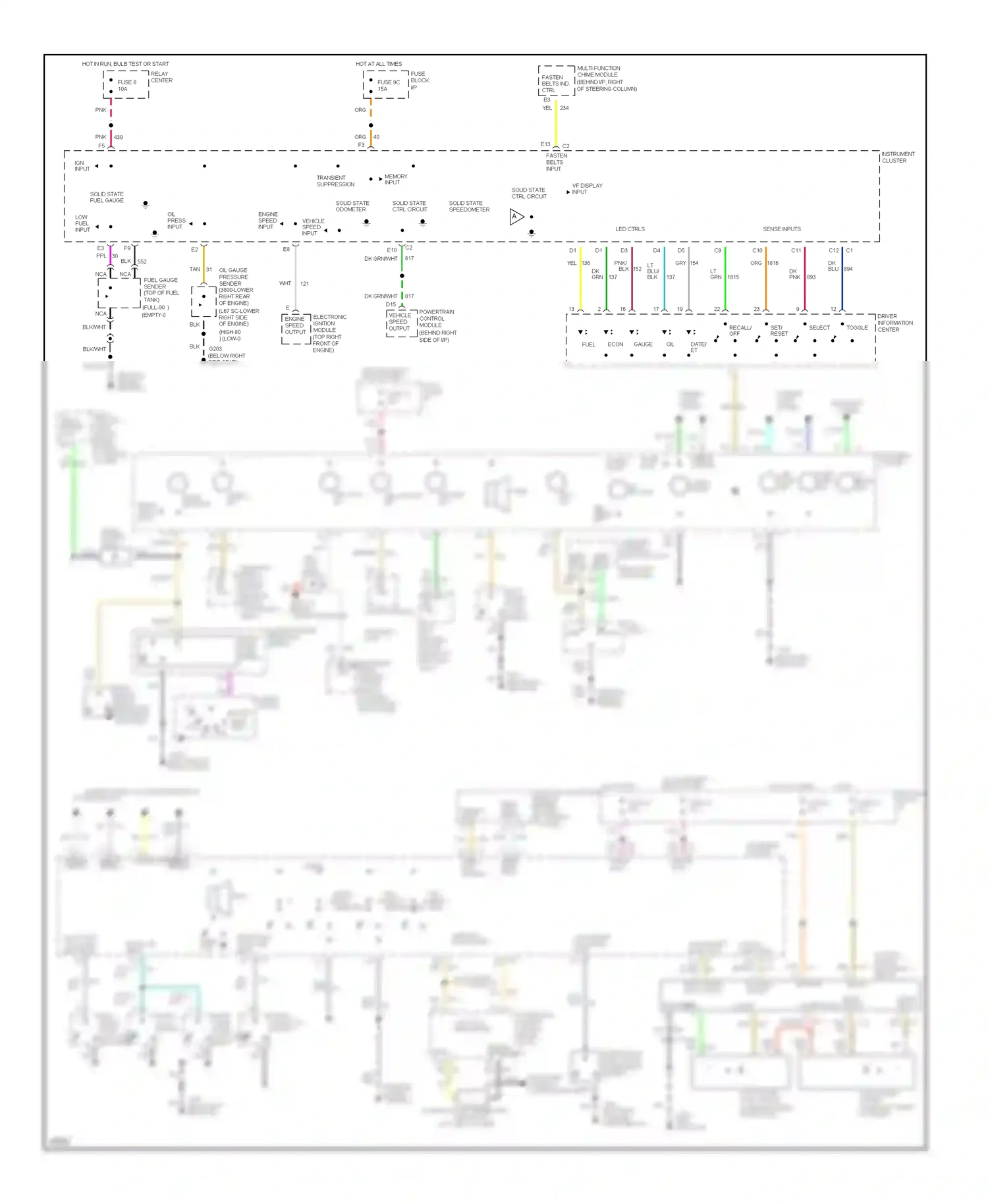 Oldsmobile Ninety-Eight XI (1991-1996) multi- function chime module brake warning input wiring diagram  (1 of 1)