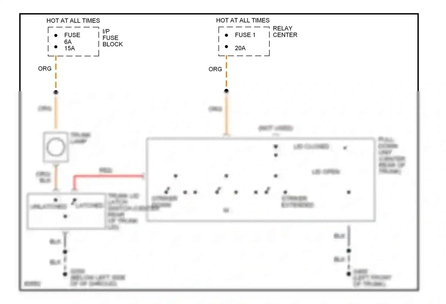 Oldsmobile Ninety-Eight XI (1991-1996) pull- down unit wiring diagram  (1 of 1)