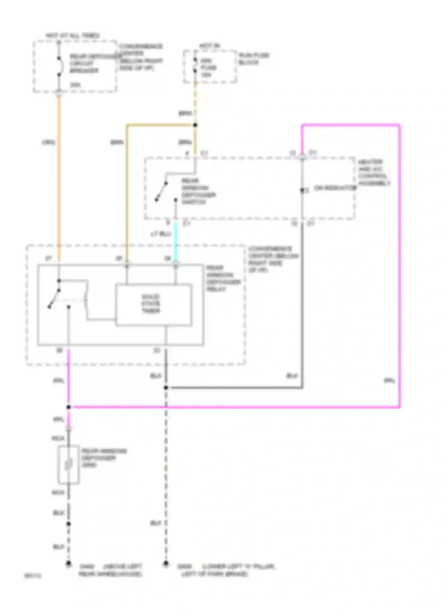 Silhouette Oldsmobile I (1989-1996): Defogger circuit