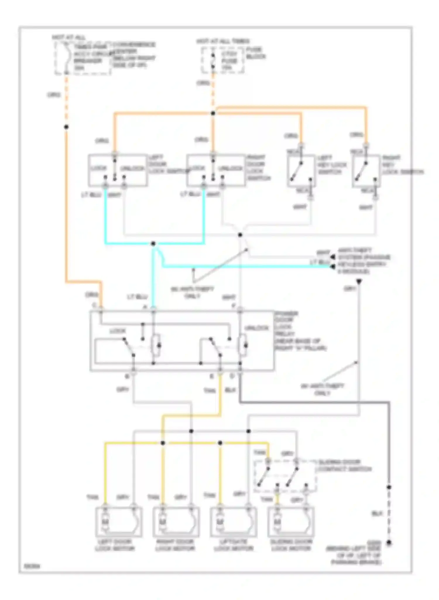 Silhouette Oldsmobile I (1989-1996): Door lock circuit