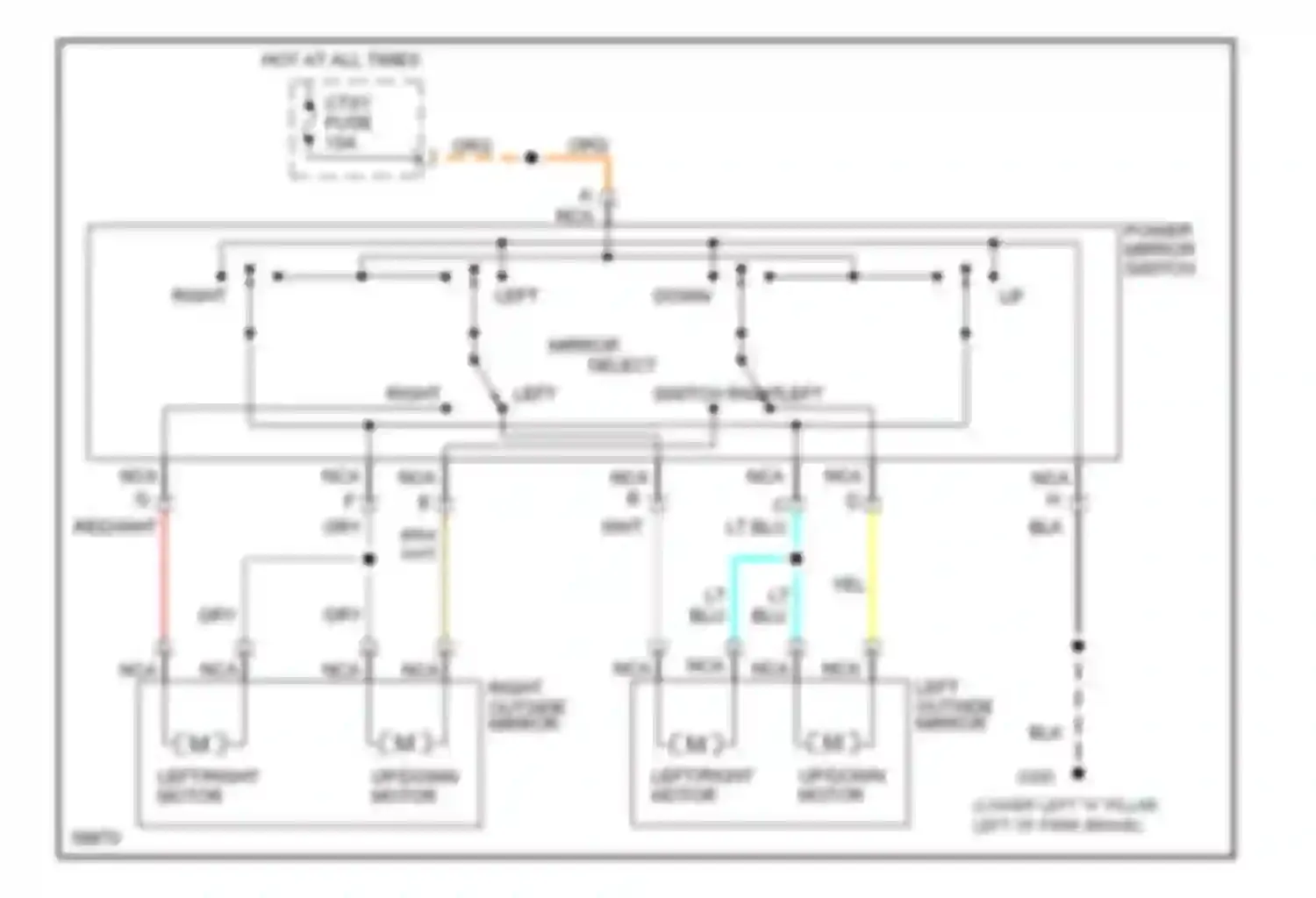 Silhouette Oldsmobile I (1989-1996): Power mirror circuit