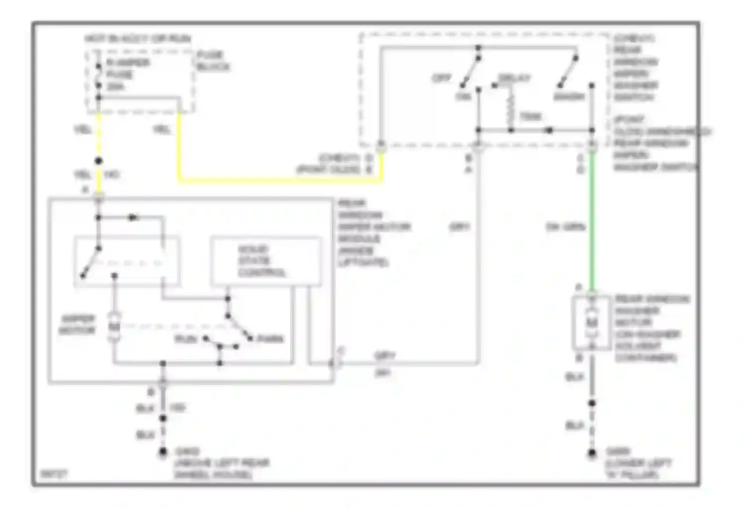 Silhouette Oldsmobile I (1989-1996): Rear wiper/washer circuit