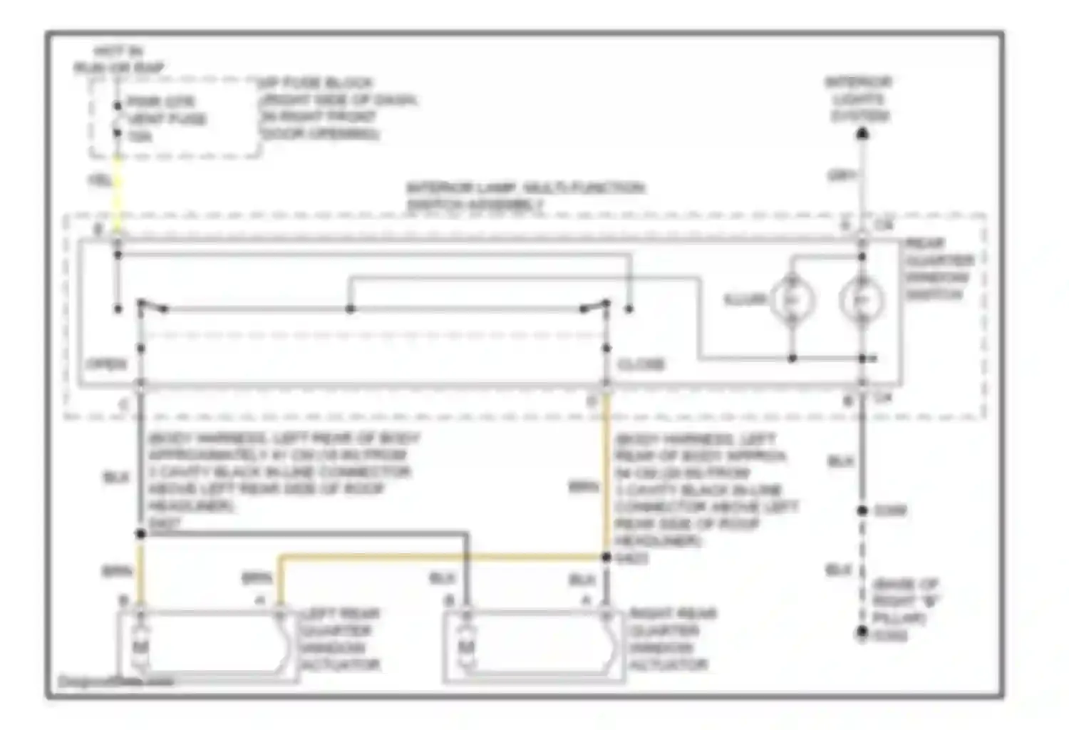 Wiring diagram left rear quarter window actuator for Oldsmobile Silhouette II (1996-2004) (1 of 1)