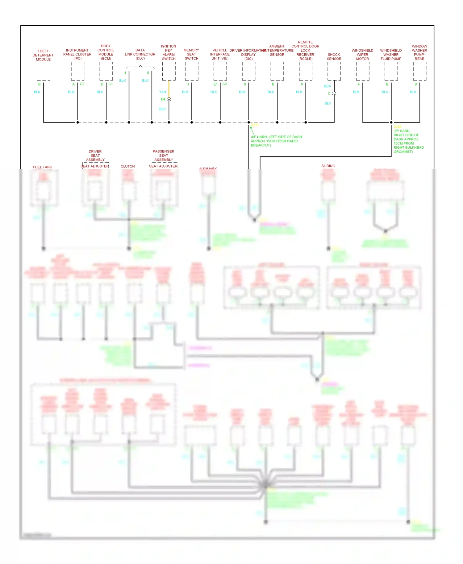 Oldsmobile Silhouette II (1996-2004) rear object sensor control module wiring diagram  (2 of 2)