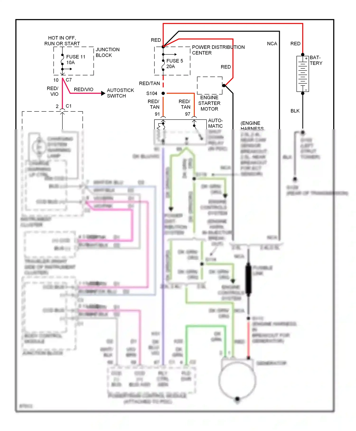 Wiring diagram engine starter motor for Plymouth Breeze I (1995-2000) (1 of 3)