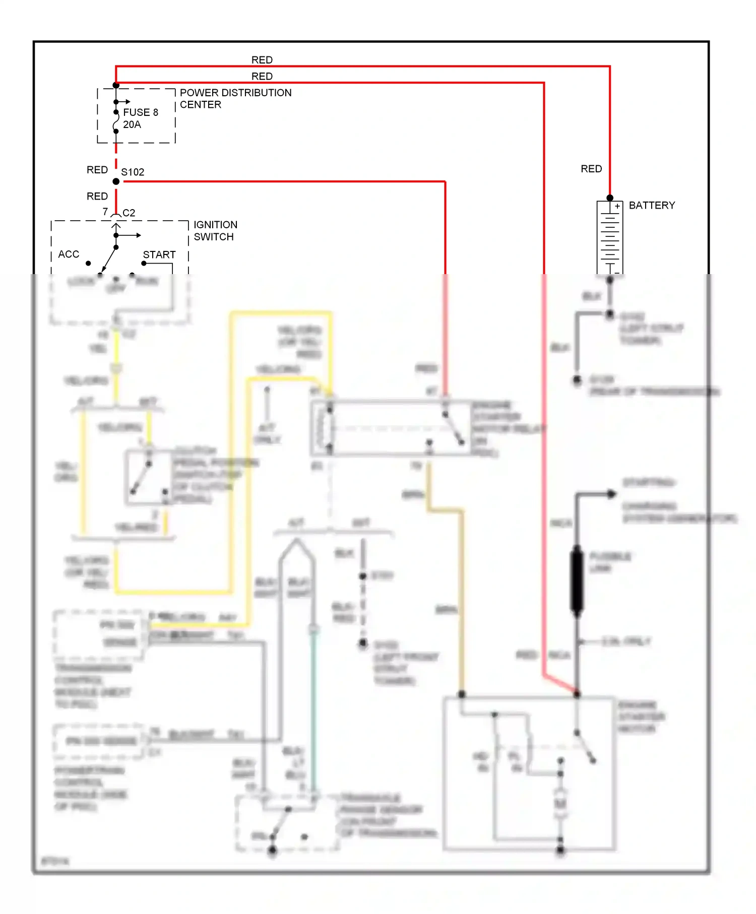 Wiring diagram left front strut tower) for Plymouth Breeze I (1995-2000) (6 of 9)