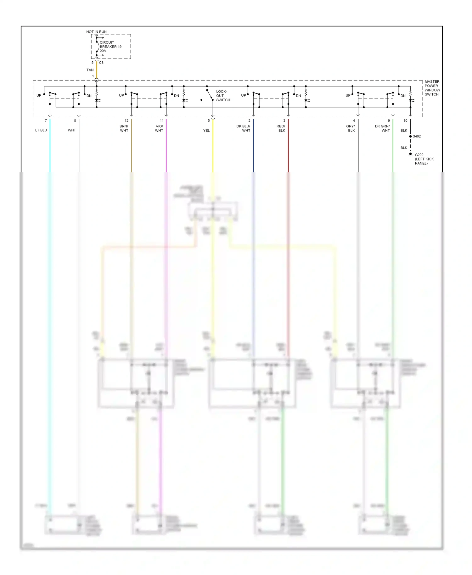 Wiring diagram master power window switch for Plymouth Breeze I (1995-2000) (3 of 3)