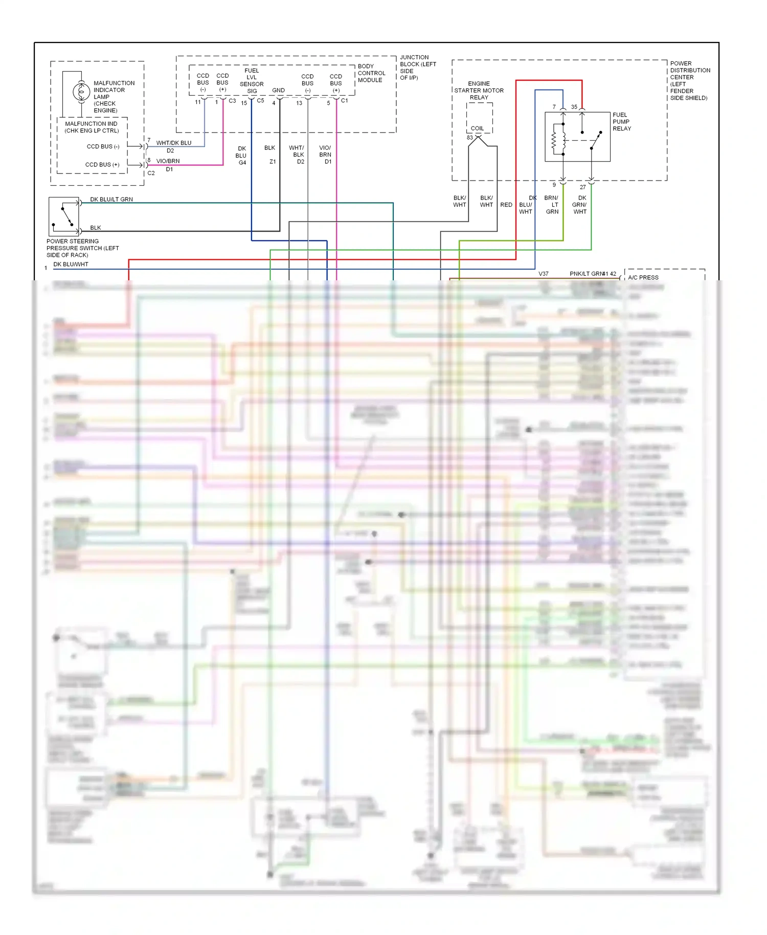 Wiring diagram transmission range sensor for Plymouth Breeze I (1995-2000) (2 of 3)