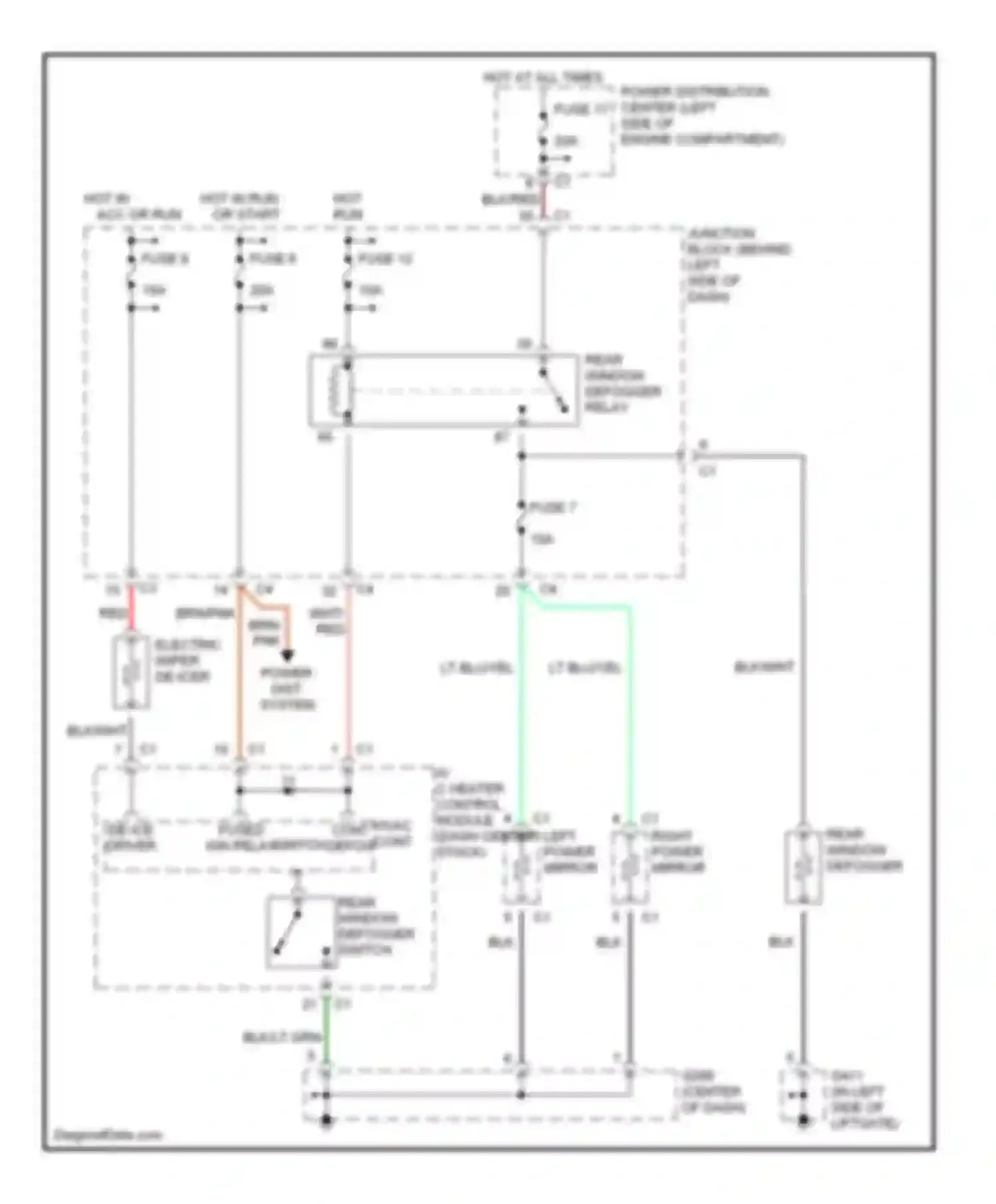 Wiring diagram rear window defogger relay for Plymouth Voyager III (1995-2000) (1 of 3)