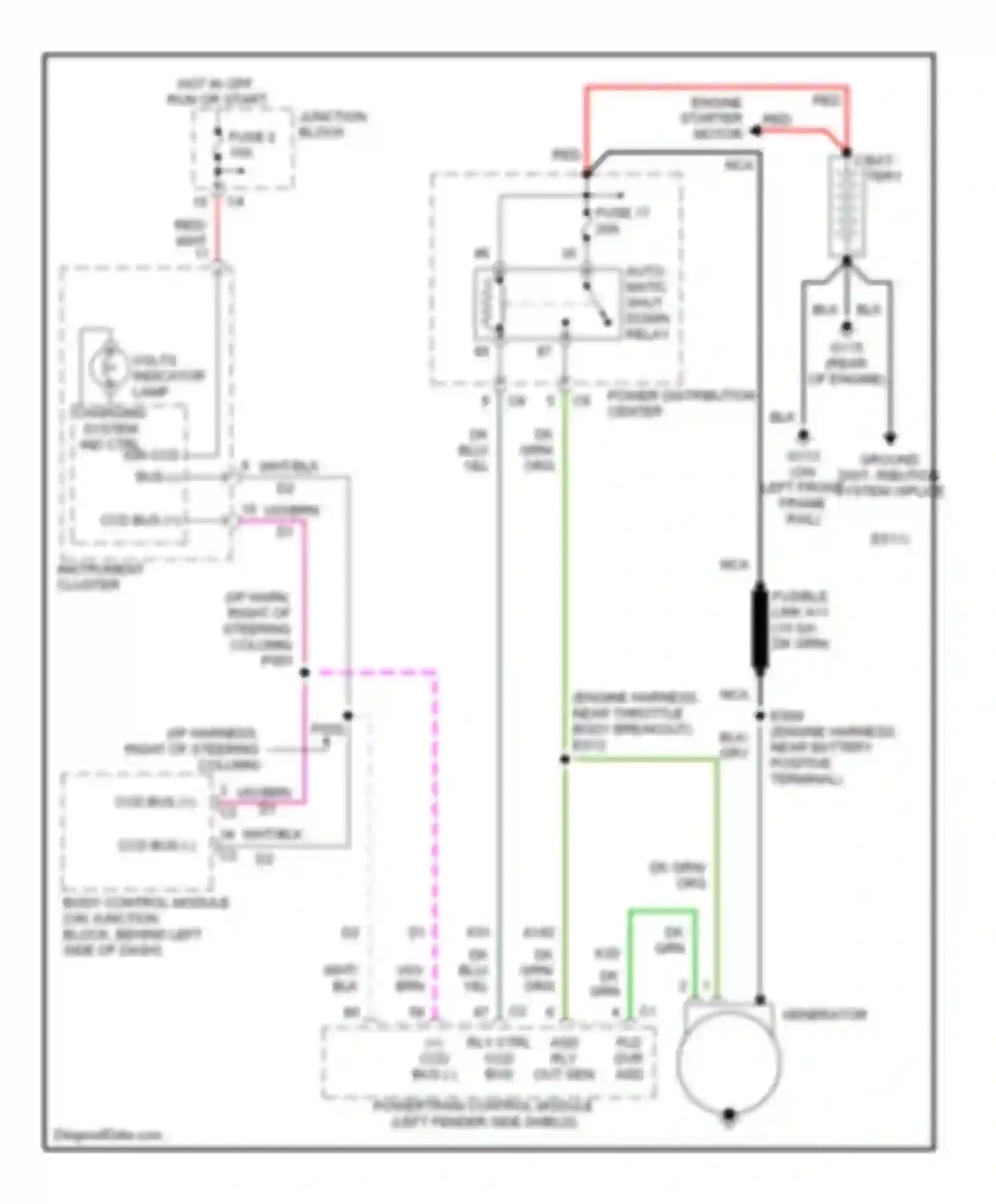 Wiring diagram volts indicator lamp for Plymouth Voyager III (1995-2000) (1 of 1)