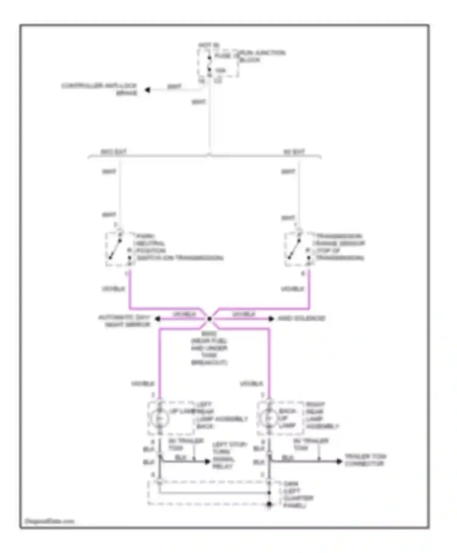 Wiring diagram w/ trailer tow left stop/ turn signal relay for Plymouth Voyager III (1995-2000) (1 of 1)