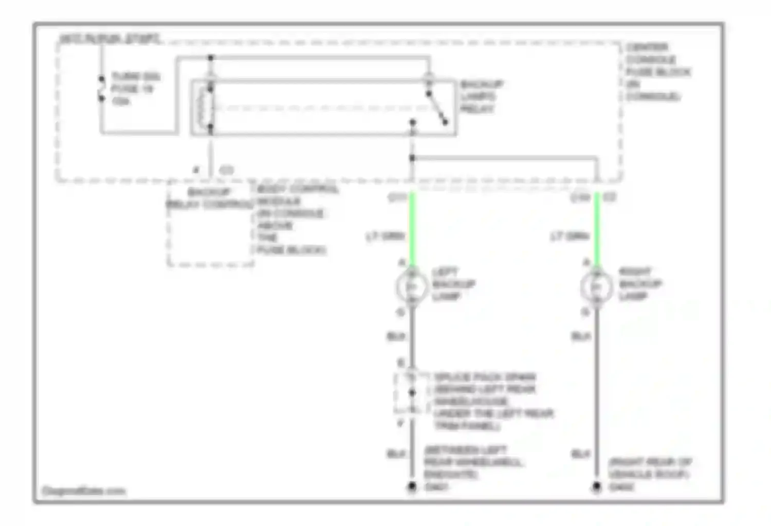 Aztek Pontiac I (2001-2005): Back-up lamps circuit
