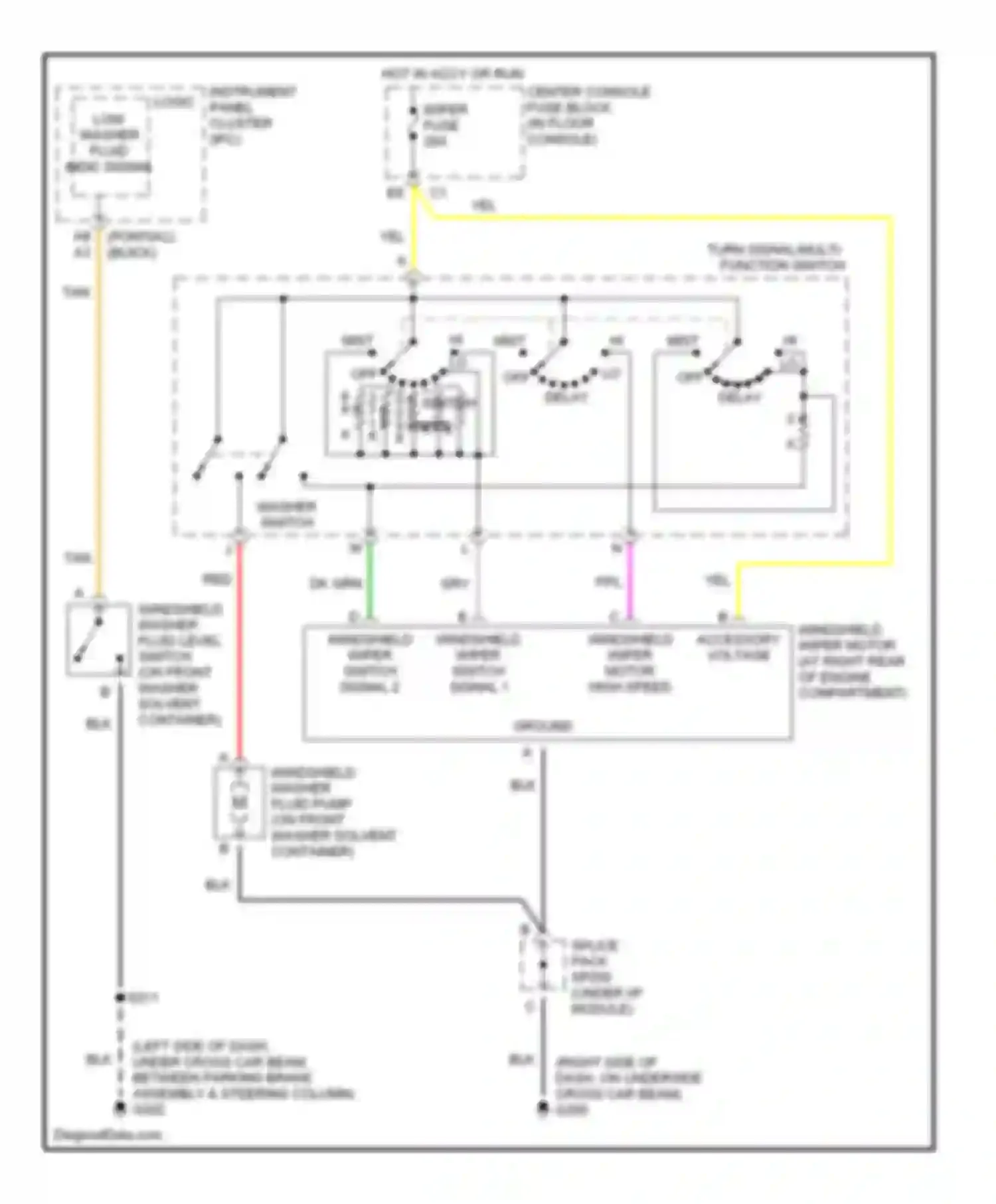 Aztek Pontiac I (2001-2005): Front washer/wiper circuit