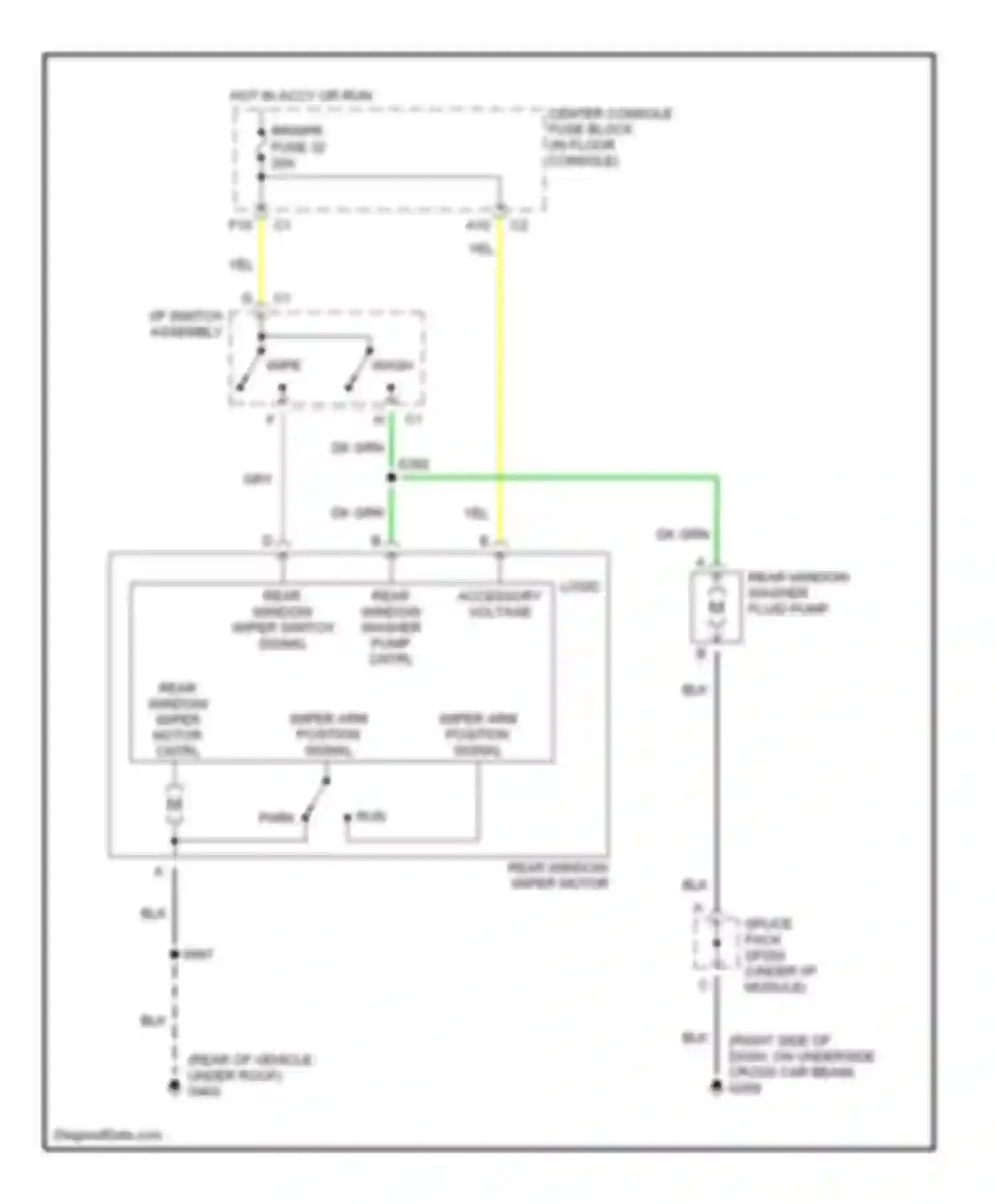 Aztek Pontiac I (2001-2005): Rear wiper/washer circuit