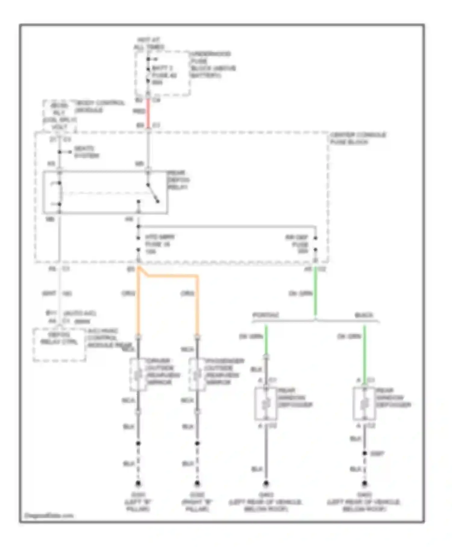 Wiring diagram rr def fuse for Pontiac Aztek I (2001-2005) (1 of 1)