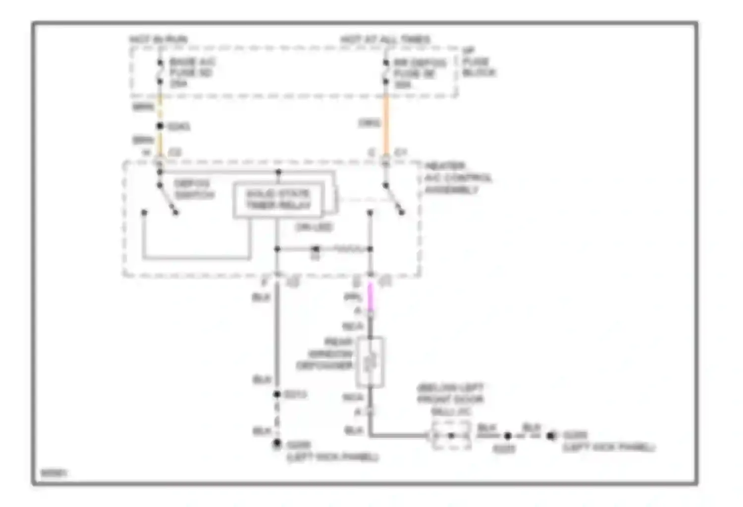 Wiring diagram defog switch for Pontiac Bonneville IX (1991-1999) (1 of 1)