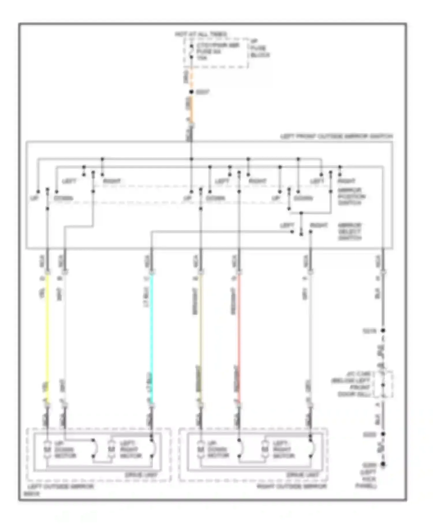 Wiring diagram mirror select switch right for Pontiac Bonneville IX (1991-1999) (1 of 1)