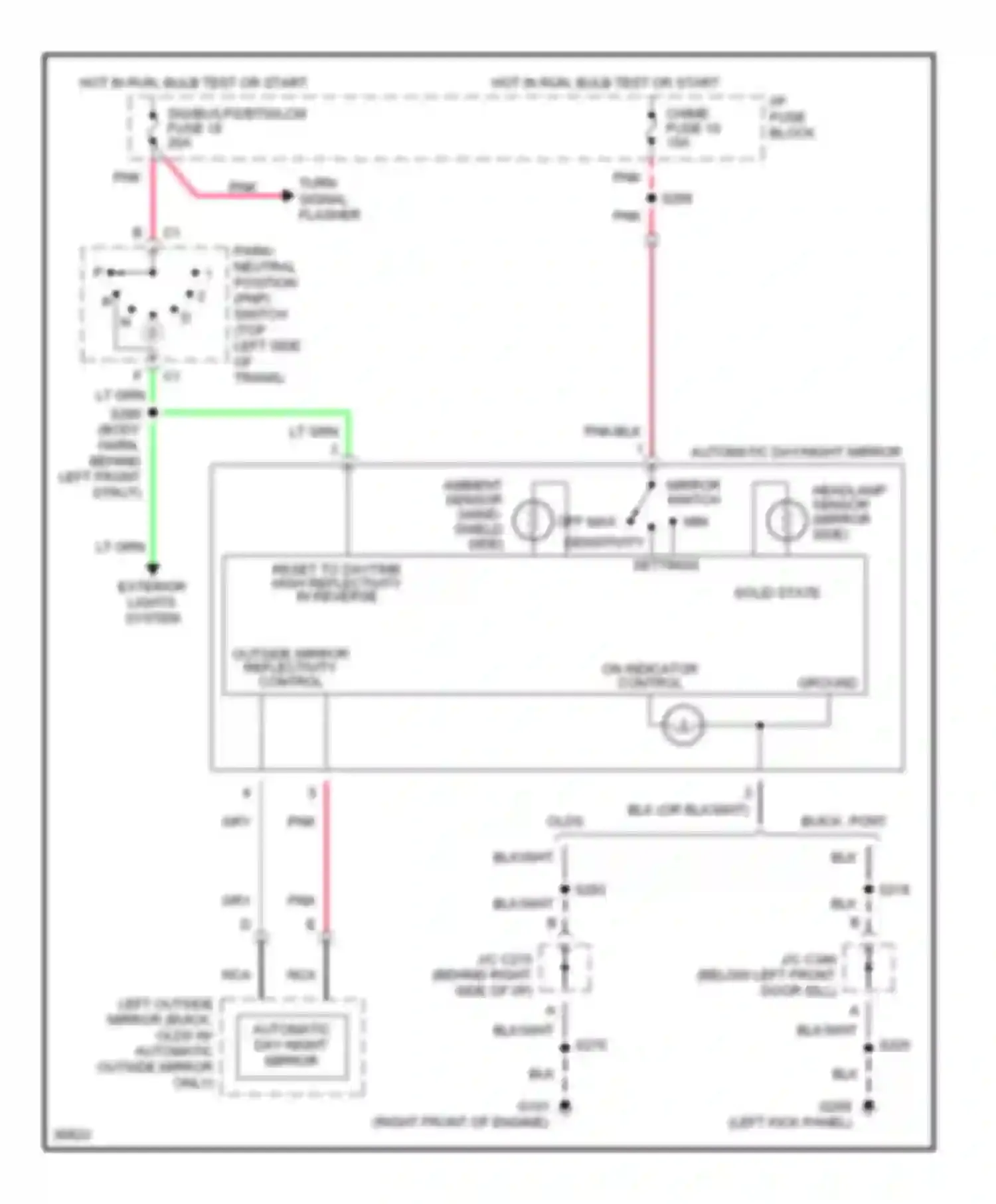 Wiring diagram reset to daytime high reflectivity in reverse for Pontiac Bonneville IX (1991-1999) (1 of 1)