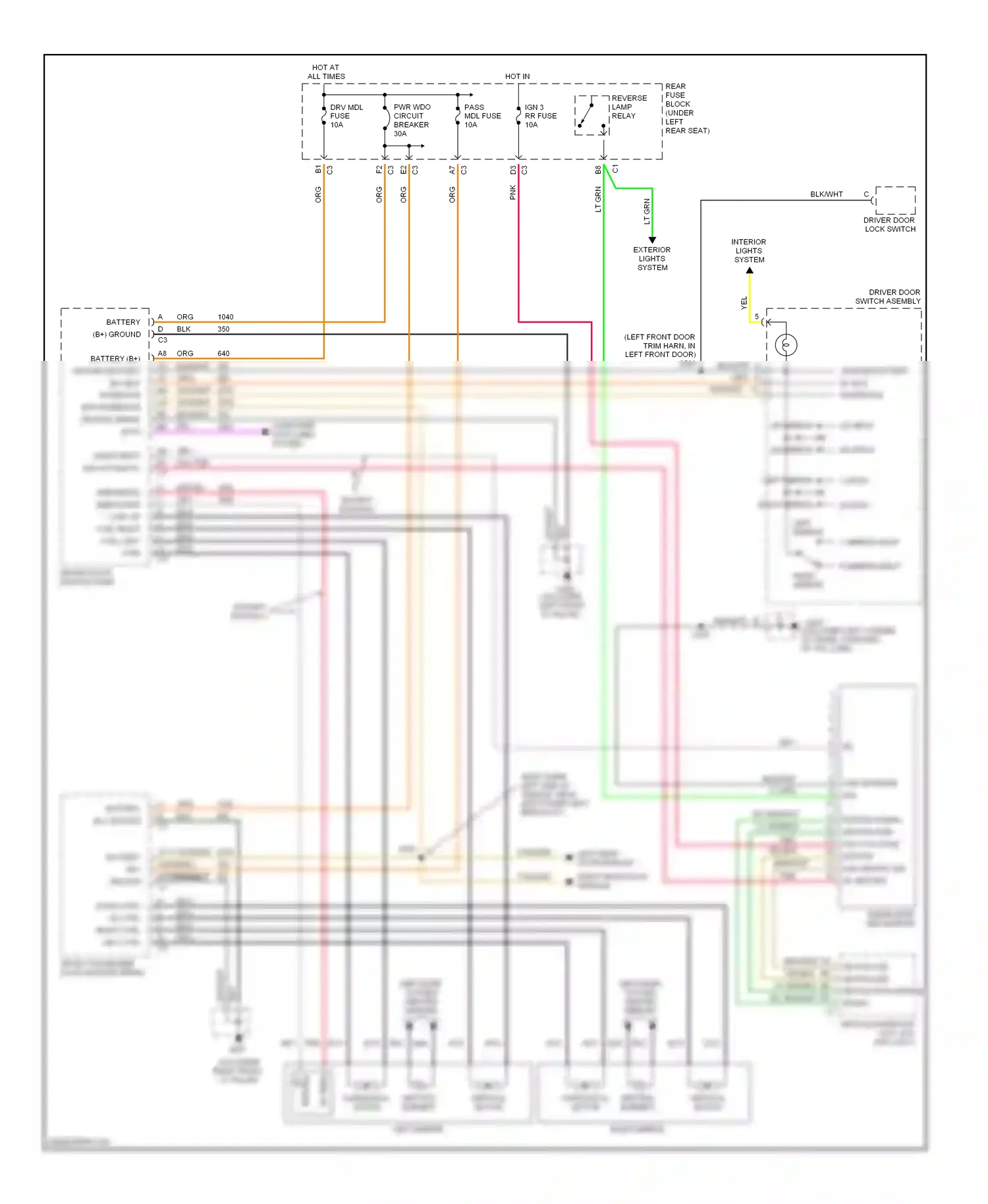 Wiring diagram driver door switch asembly for Pontiac Bonneville X (2000-2005) (1 of 1)