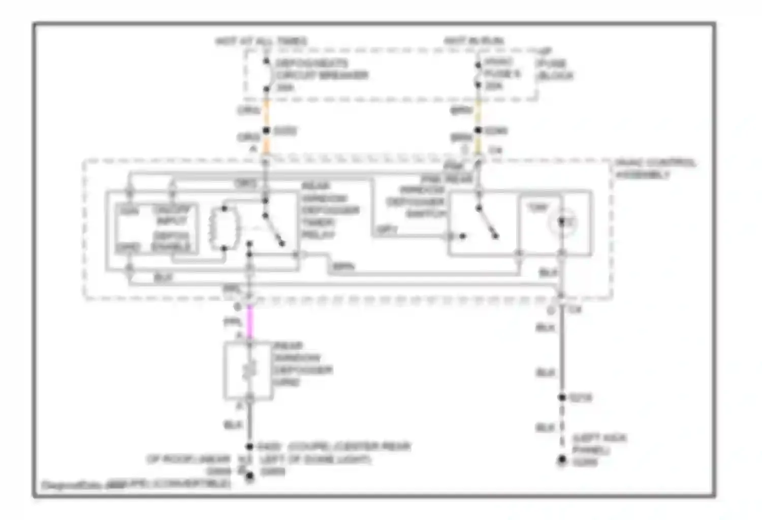 Firebird Pontiac IV (1993-2002): Defogger circuit