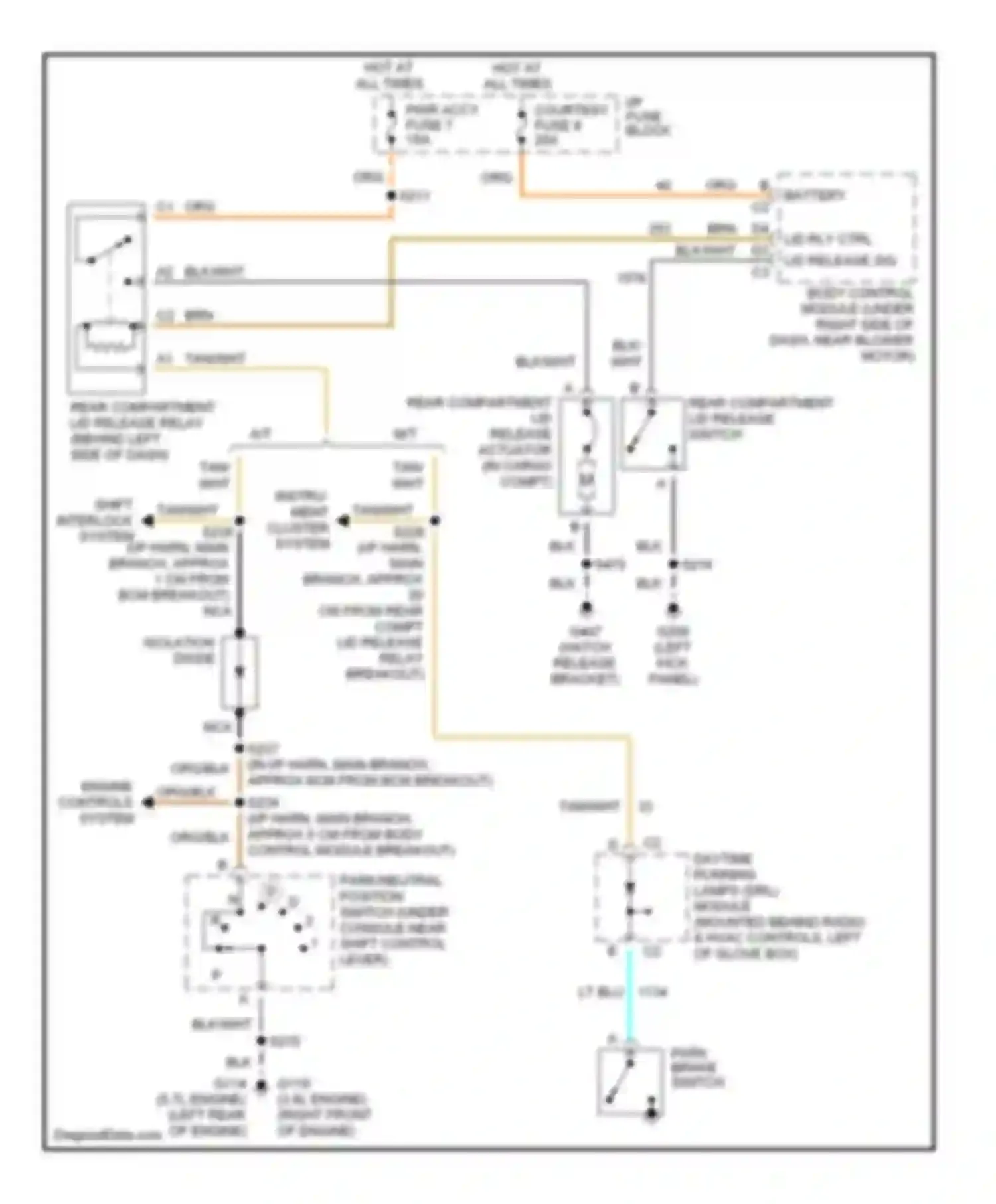 Wiring diagram org/blk for Pontiac Firebird IV (1993-2002) (21 of 21)