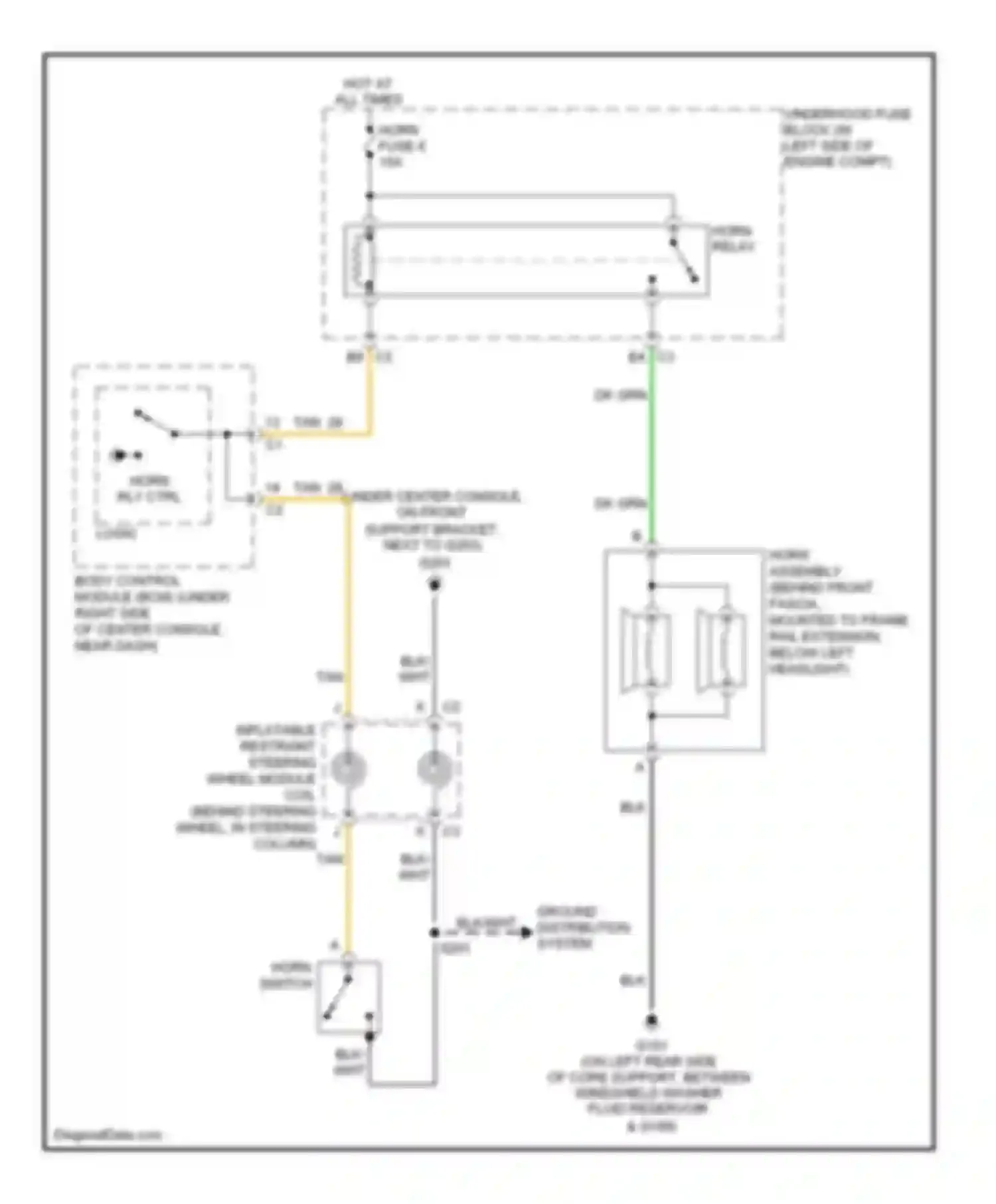 Wiring diagram ground distribution system for Pontiac G6 I (2004-2009) (1 of 2)