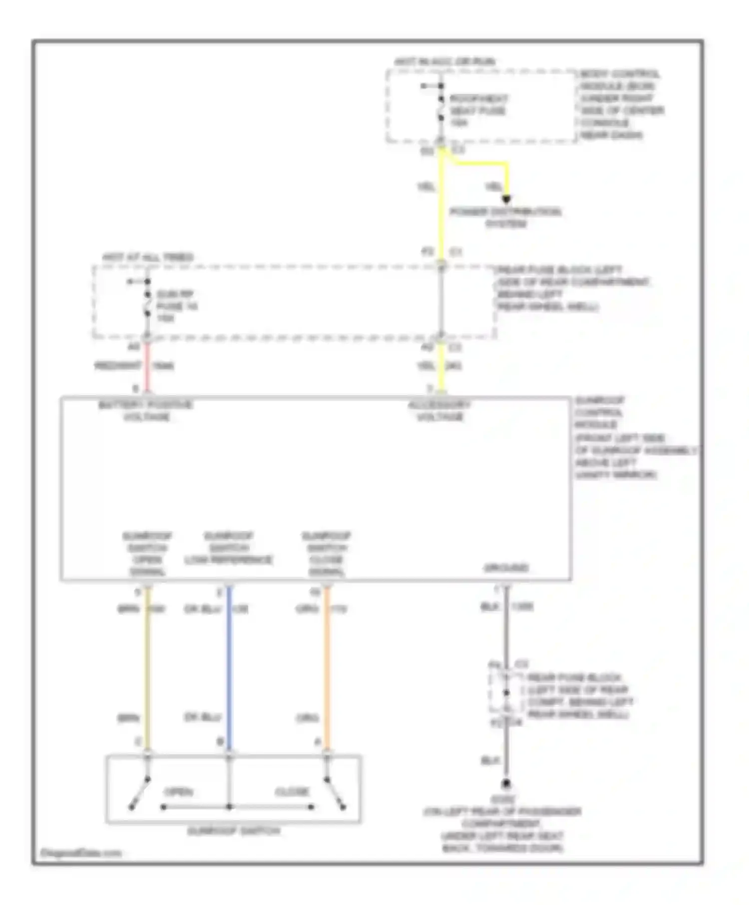 Wiring diagram sunroof switch for Pontiac G6 I (2004-2009) (2 of 2)