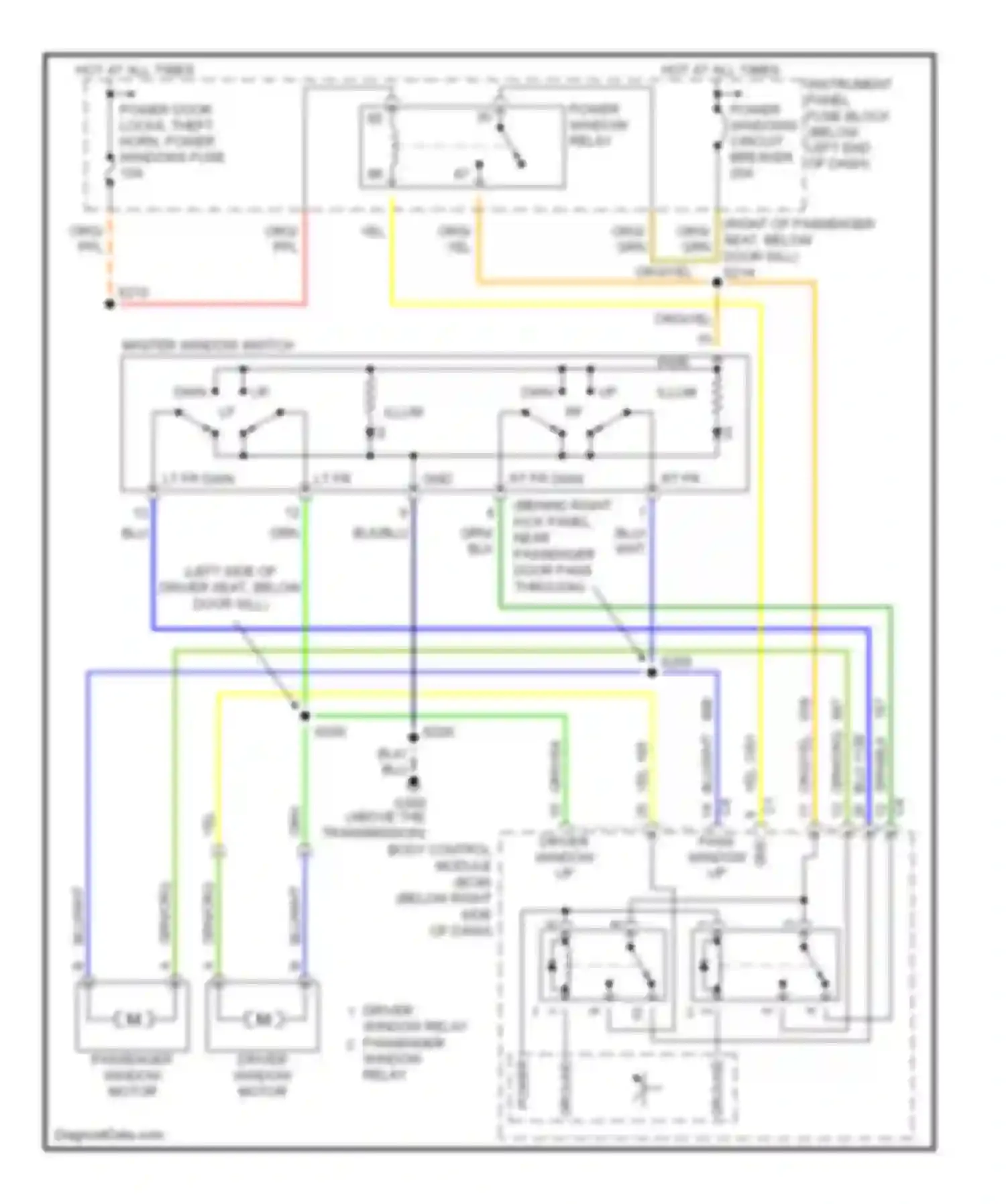 Wiring diagram power windows circuit breaker for Pontiac GTO IV (2004-2006) (2 of 2)