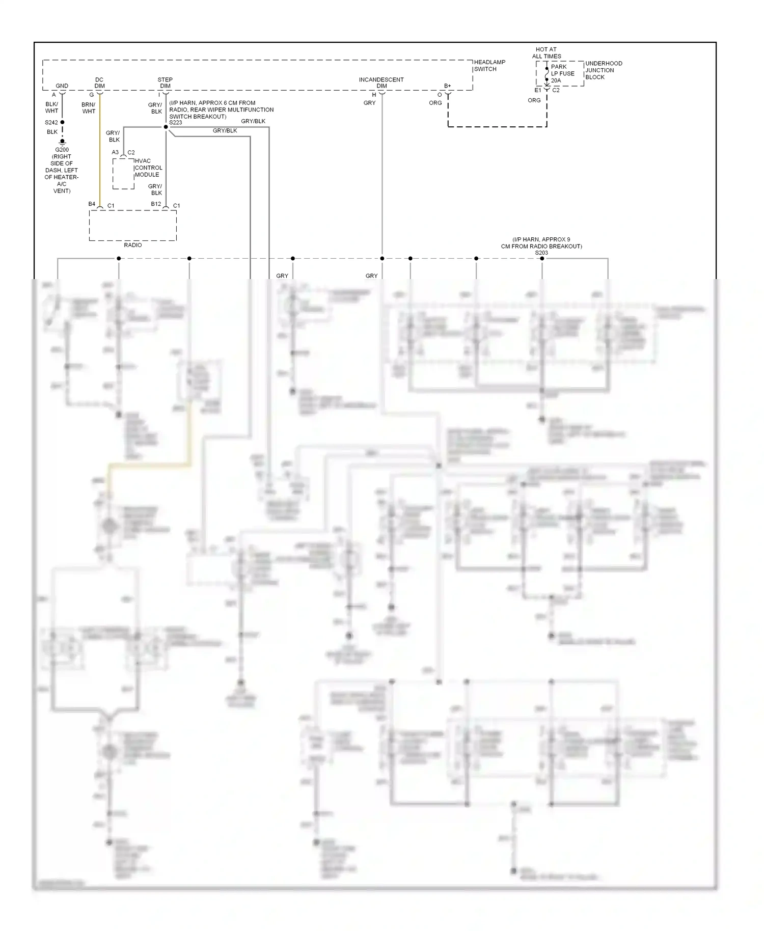 Pontiac Montana I (1997-2005) interior lamp, multi- function switch assembly interior lamps override switch wiring diagram  (1 of 1)