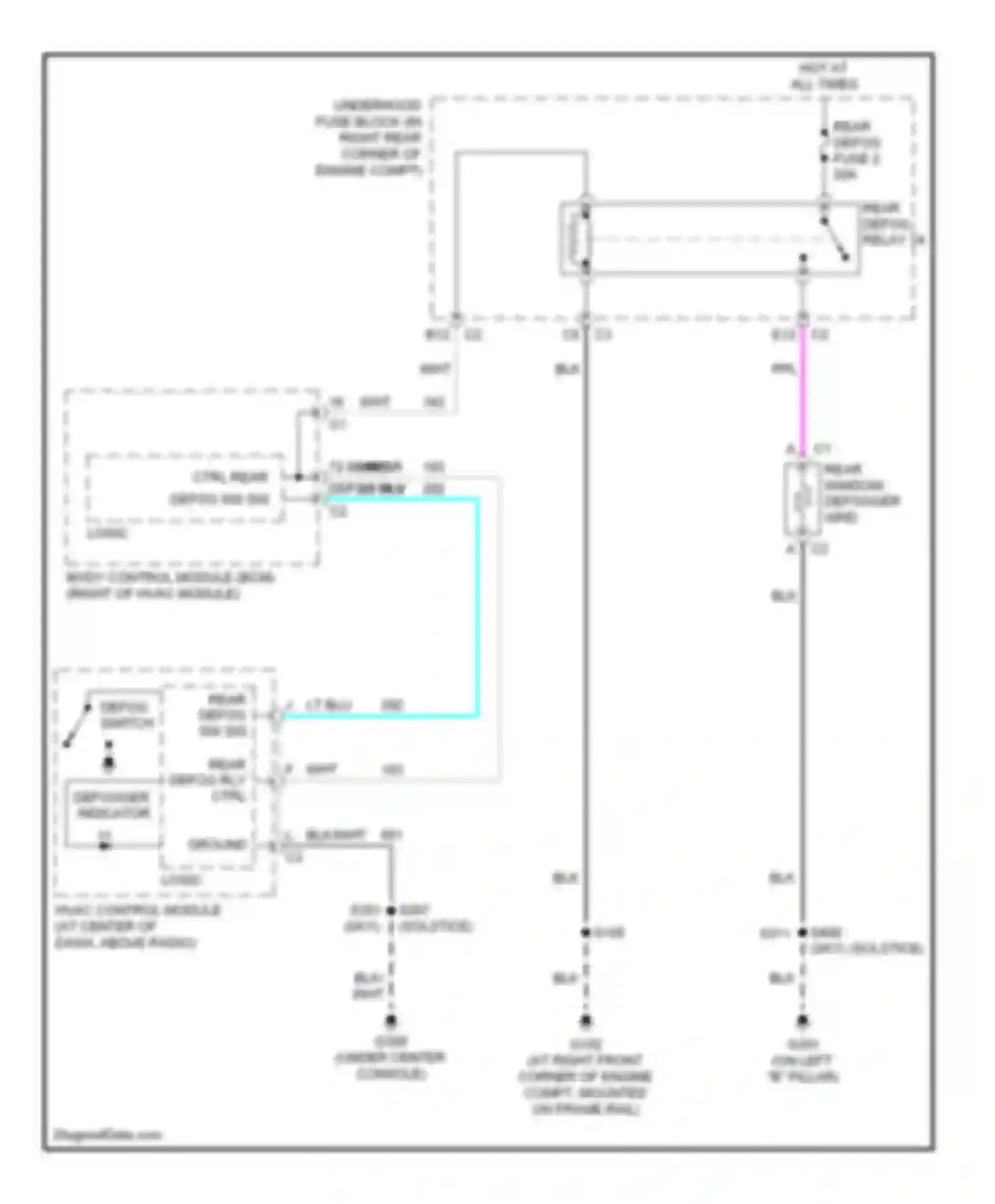 Wiring diagram rear defog sw sig for Pontiac Solstice I (2005-2009) (3 of 3)