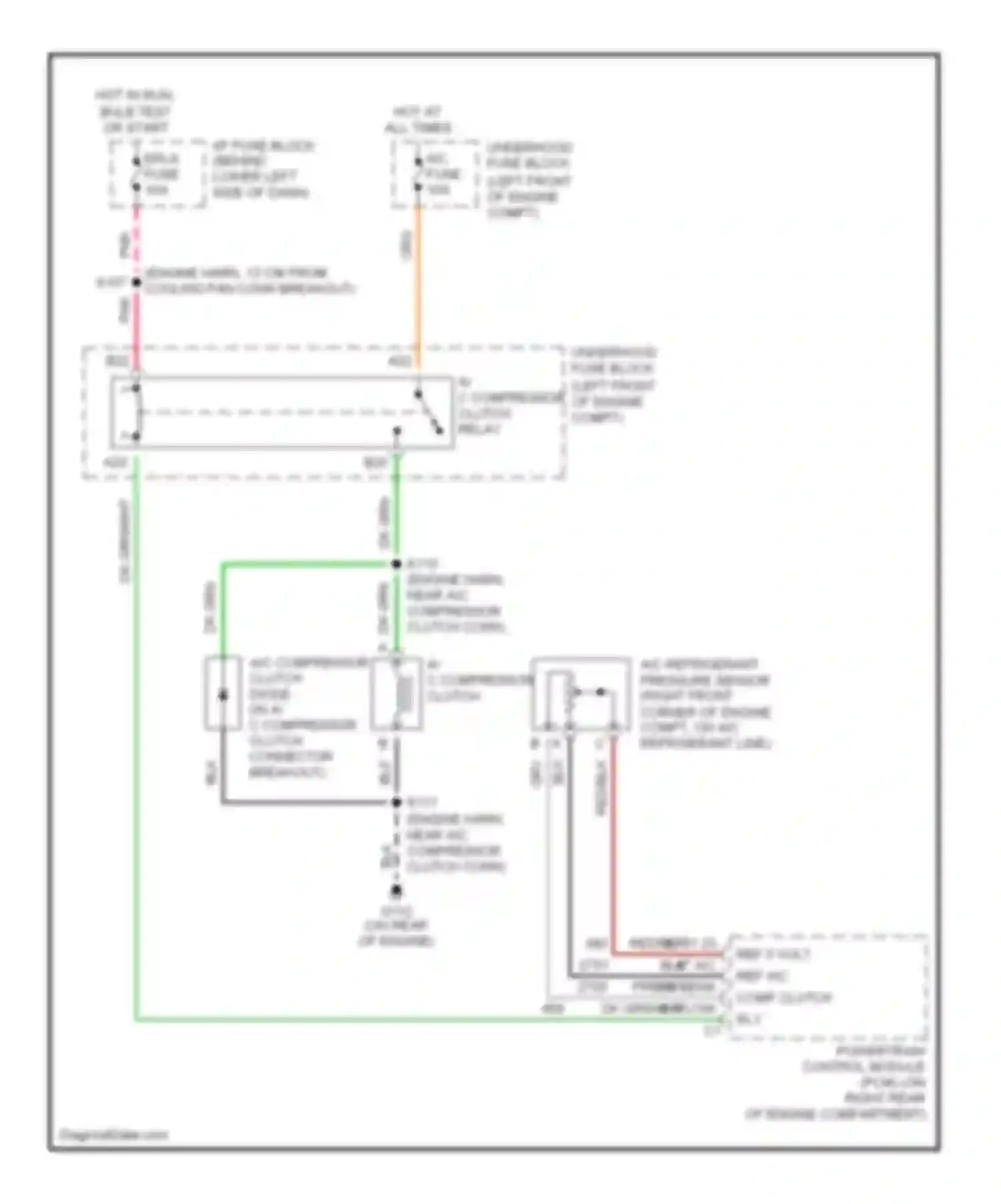 Wiring diagram a/c compressor clutch for Pontiac Sunfire I (1995-2005) (1 of 2)