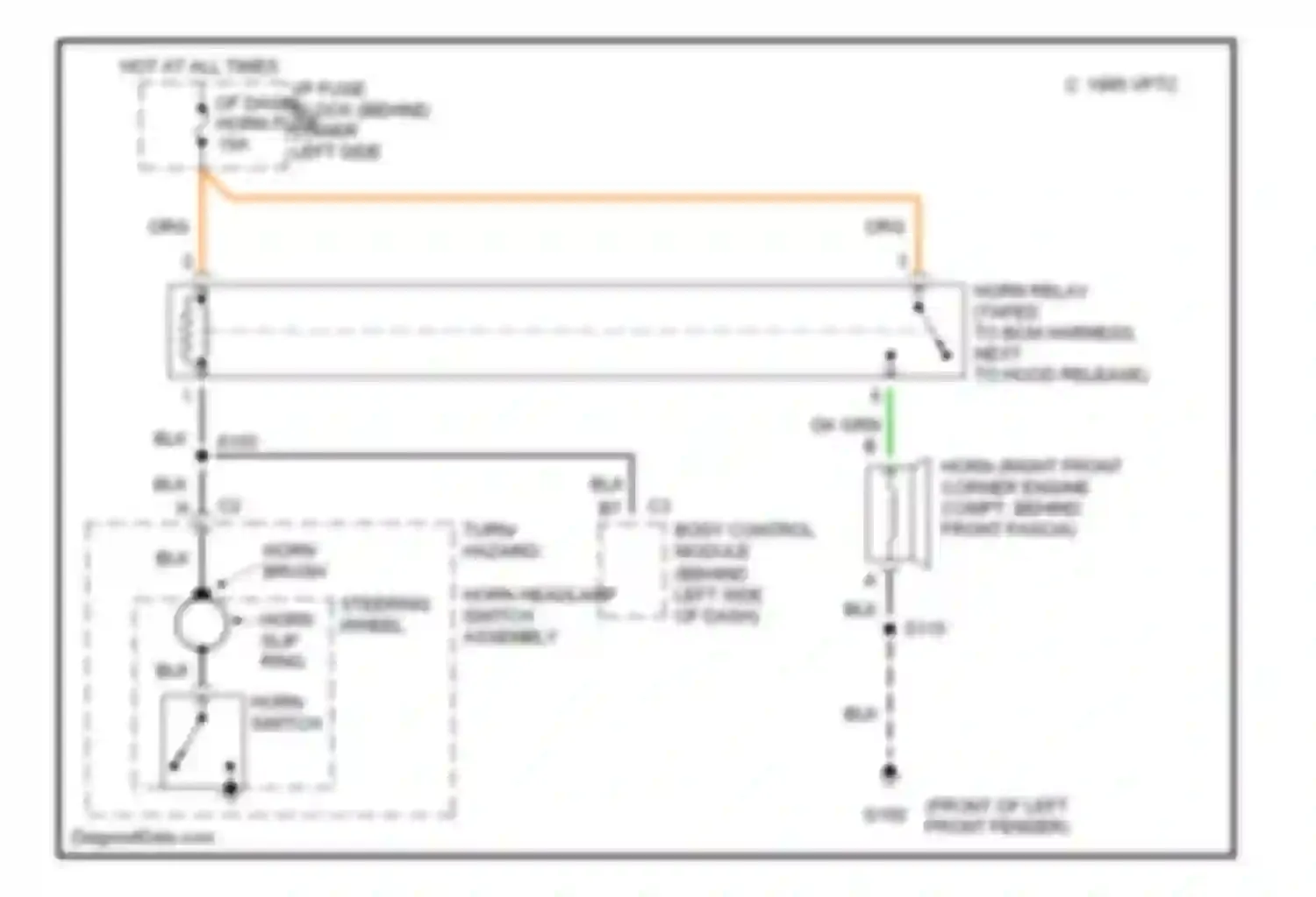 Wiring diagram horn switch for Pontiac Sunfire I (1995-2005) (1 of 2)