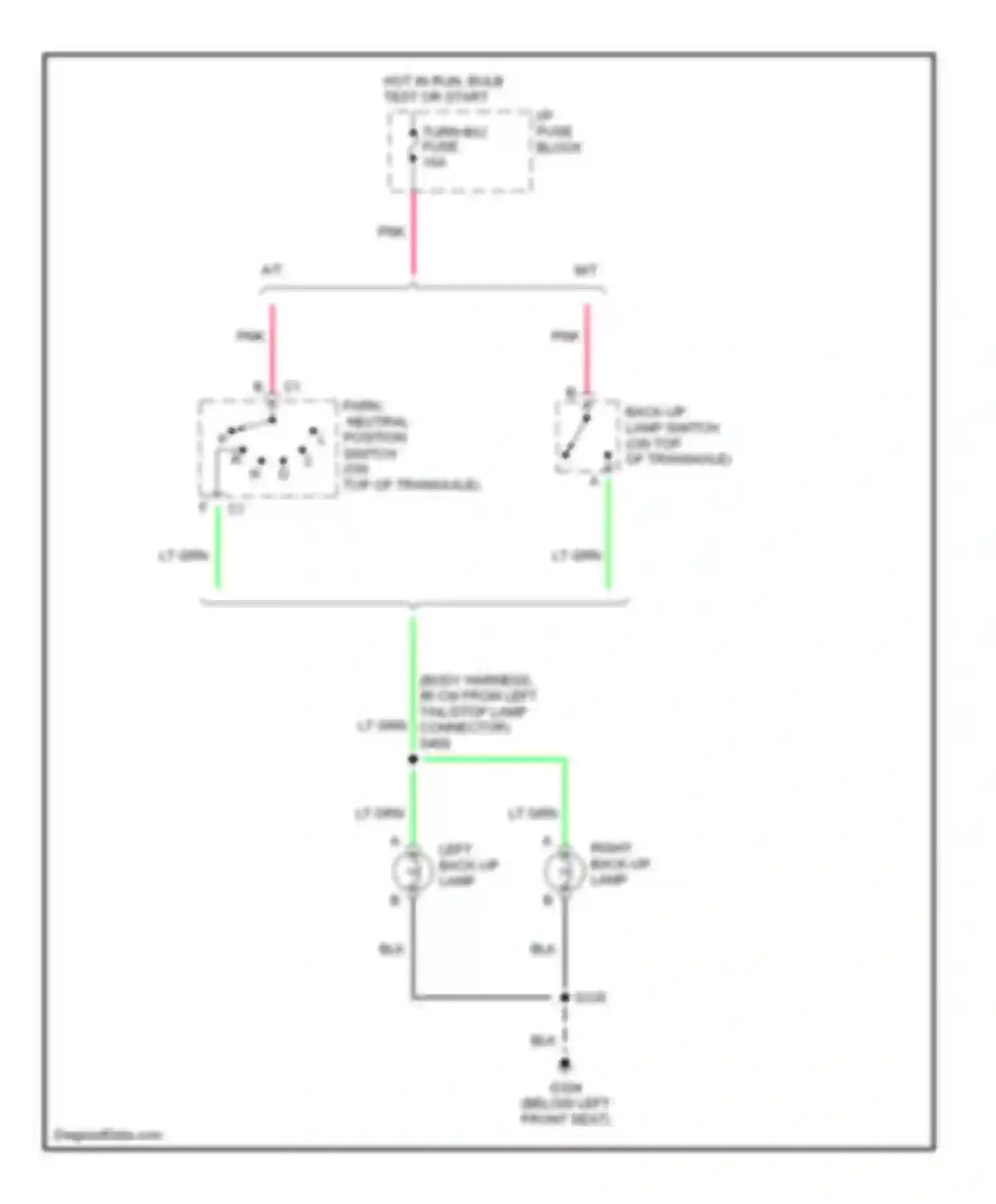 Wiring diagram hot in run, bulb test or start for Pontiac Sunfire I (1995-2005) (2 of 12)