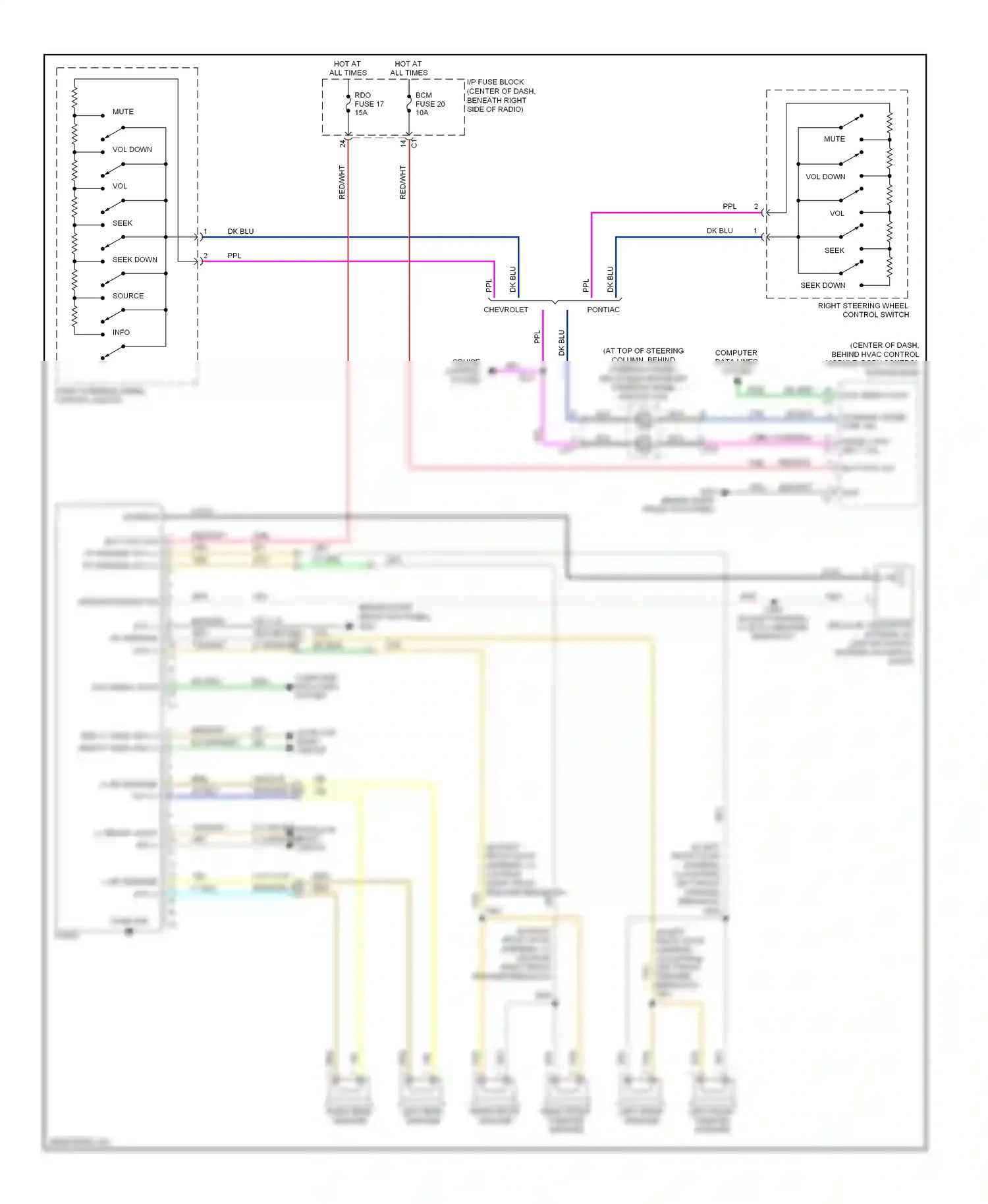 Wiring diagram left front speaker for Pontiac Torrent I (2005-2009) (1 of 2)