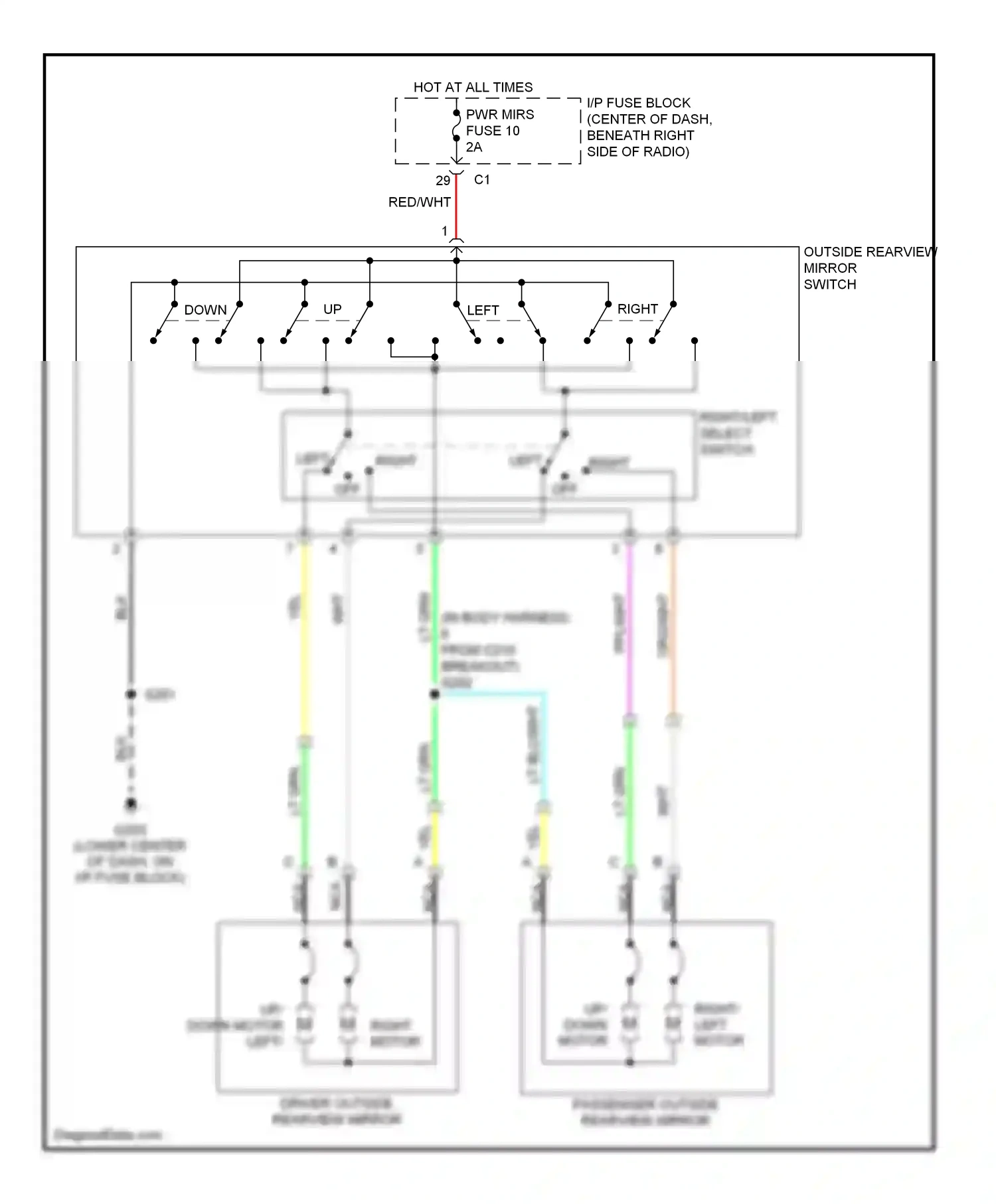 Wiring diagram right/left select switch for Pontiac Torrent I (2005-2009) (1 of 1)