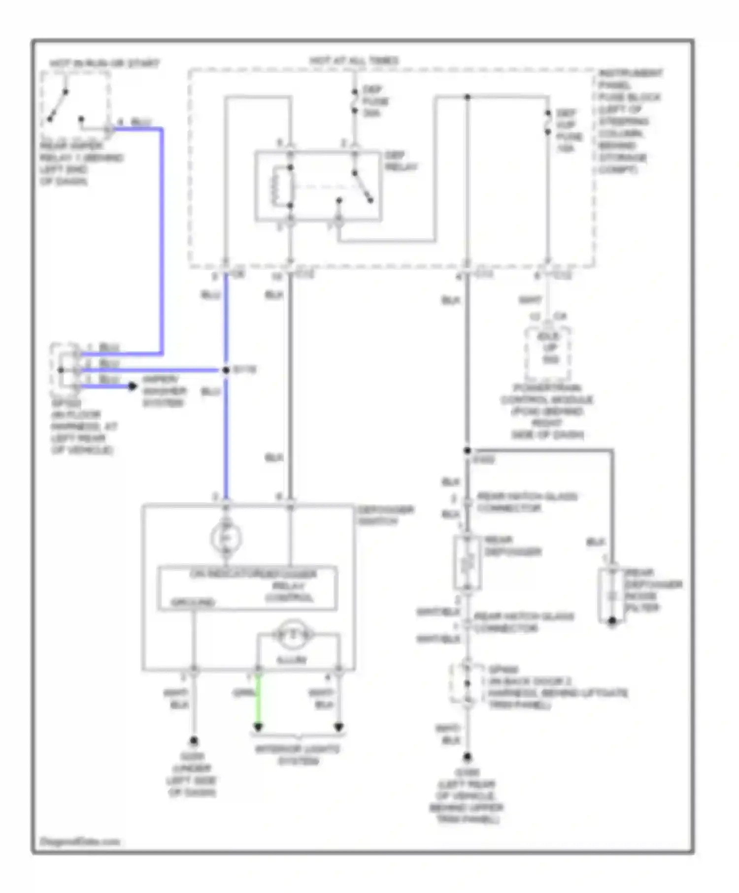 Vibe Pontiac I facelift (2002-2008): Defoggers circuit