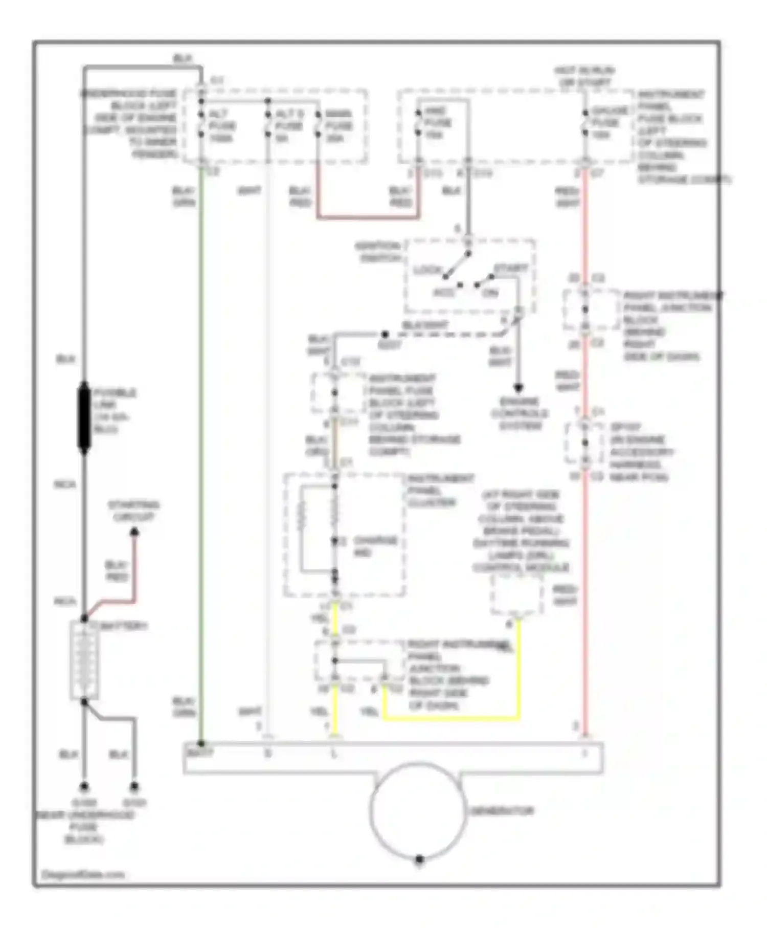 Vibe Pontiac I facelift (2002-2008): Charging circuit