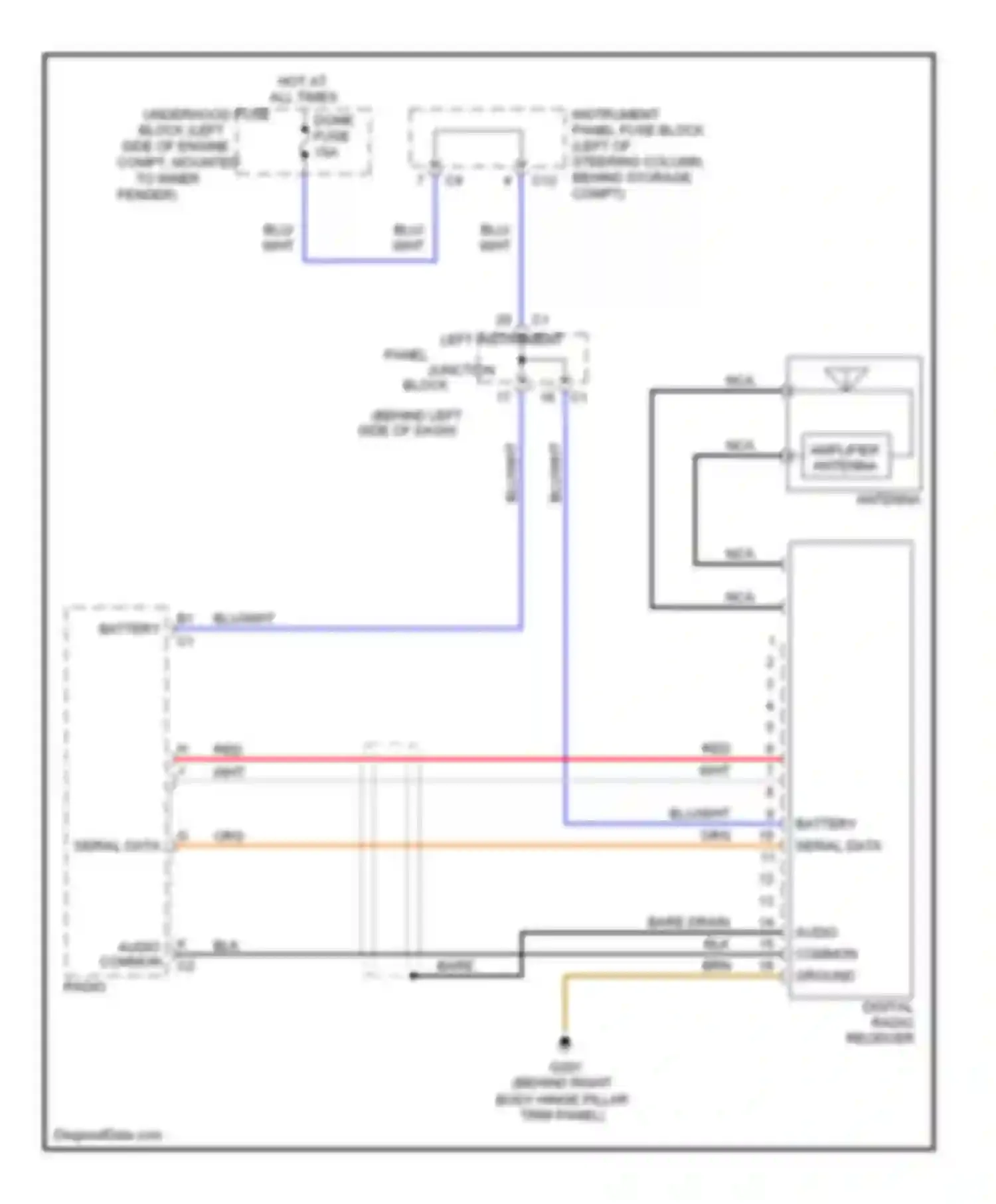Wiring diagram digital radio receiver for Pontiac Vibe I facelift (2002-2008) (2 of 2)