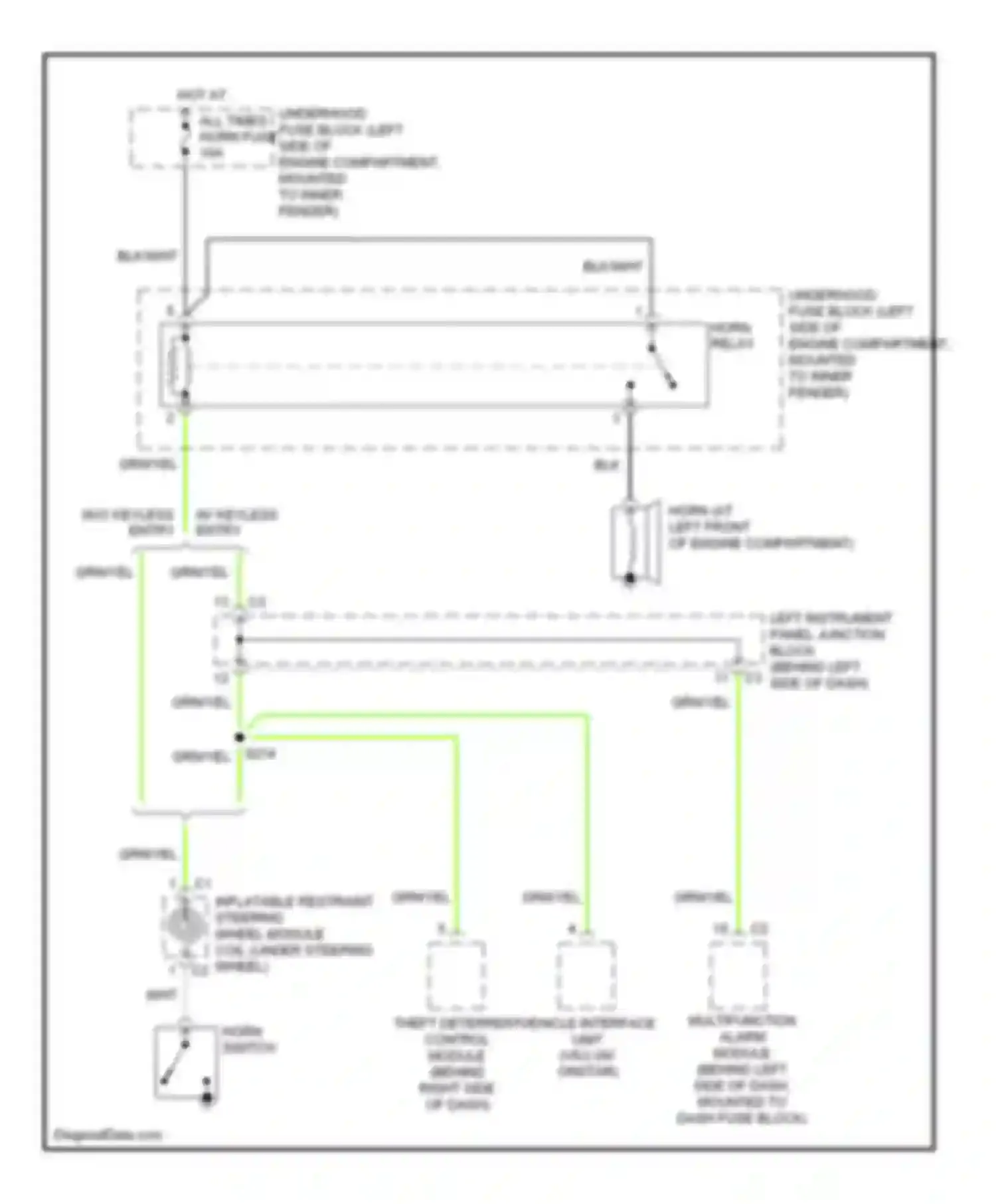 Wiring diagram horn relay for Pontiac Vibe I facelift (2002-2008) (1 of 2)