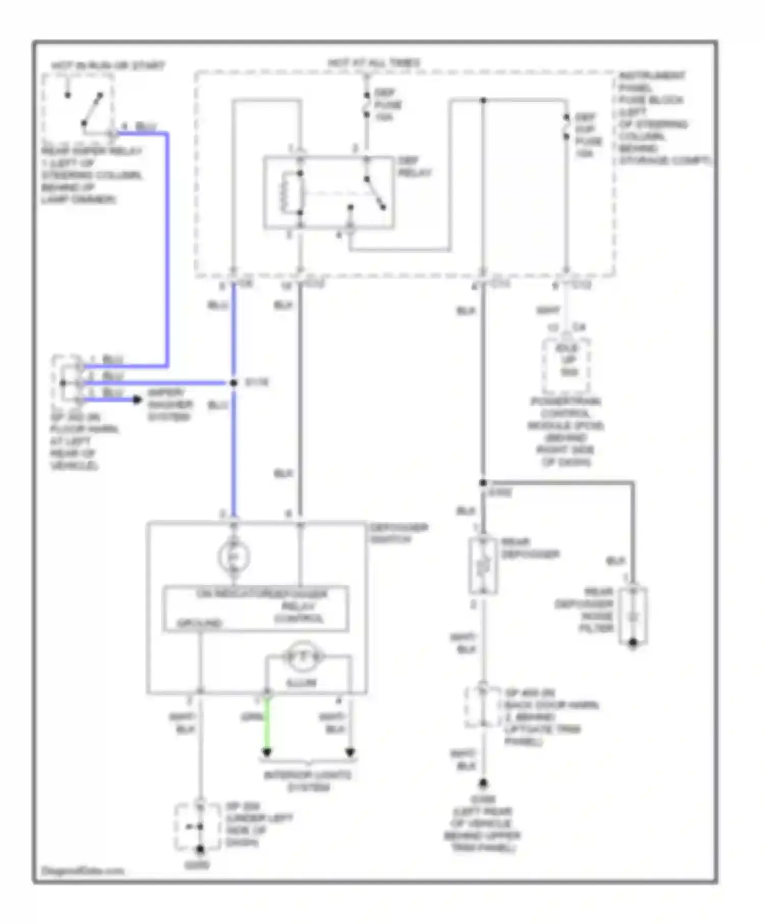 Vibe Pontiac I (2002-2004): Defoggers circuit