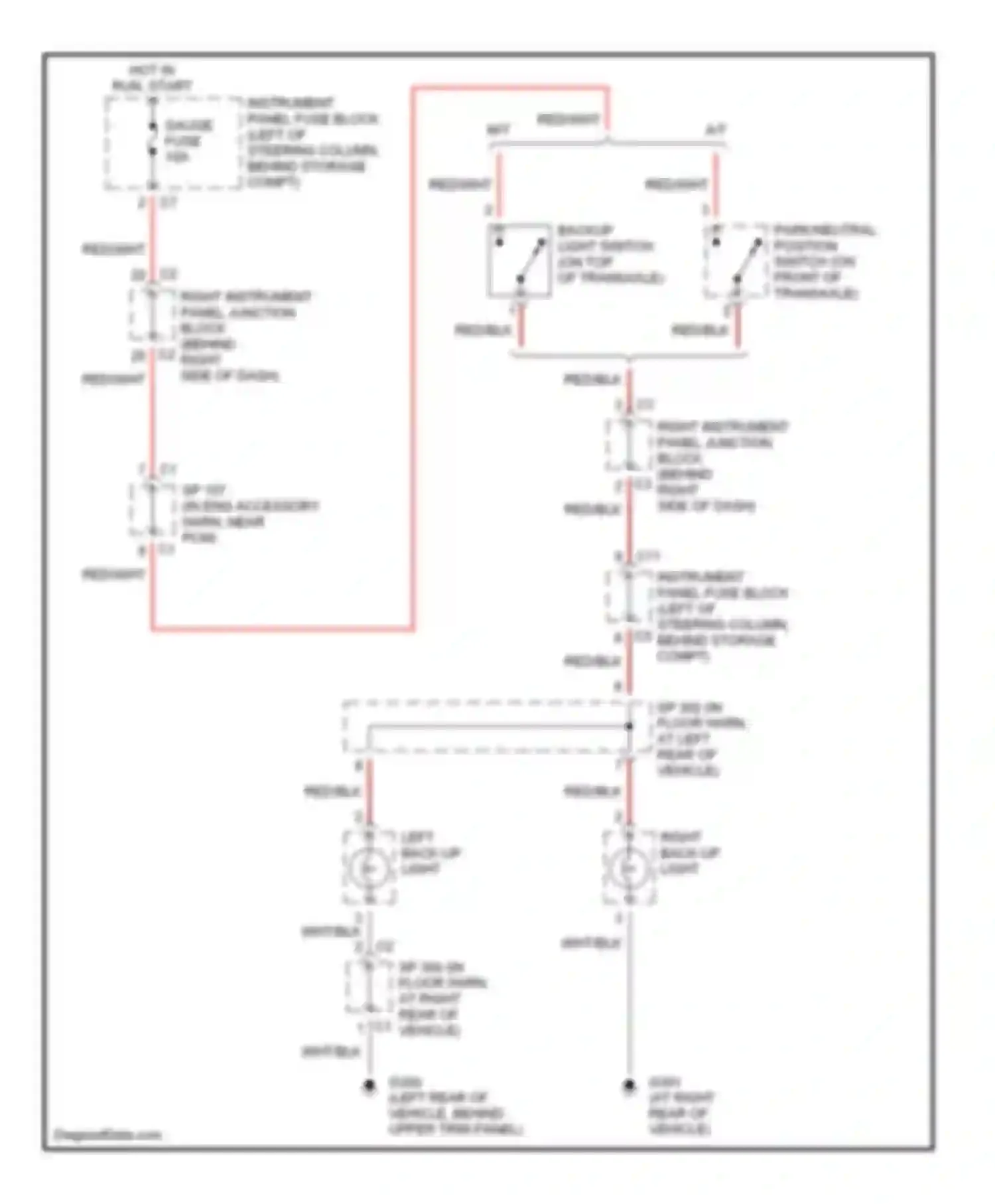 Wiring diagram right back-up light for Pontiac Vibe I (2002-2004) (1 of 1)
